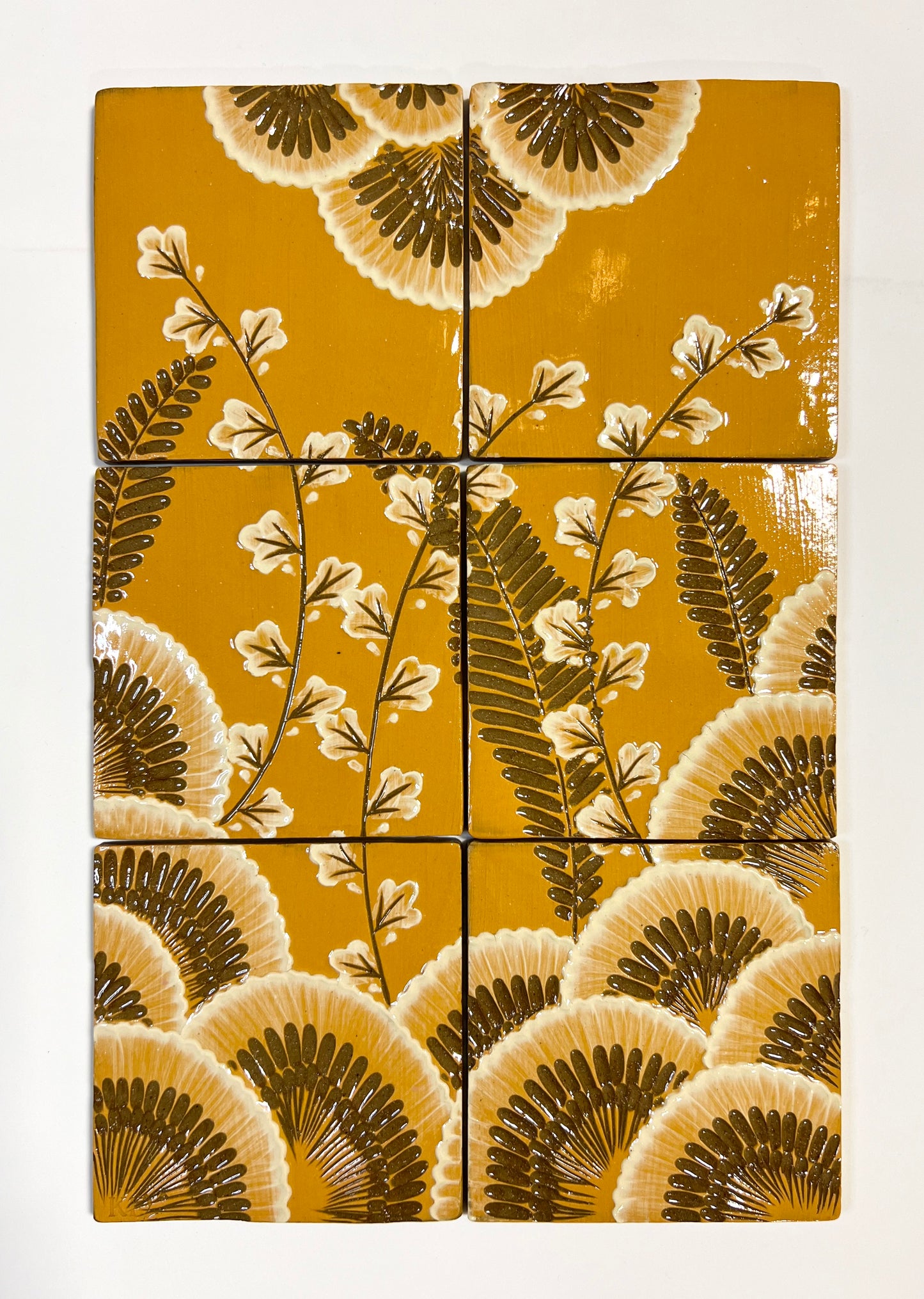 Golden Botanicals Handmade Tile Set