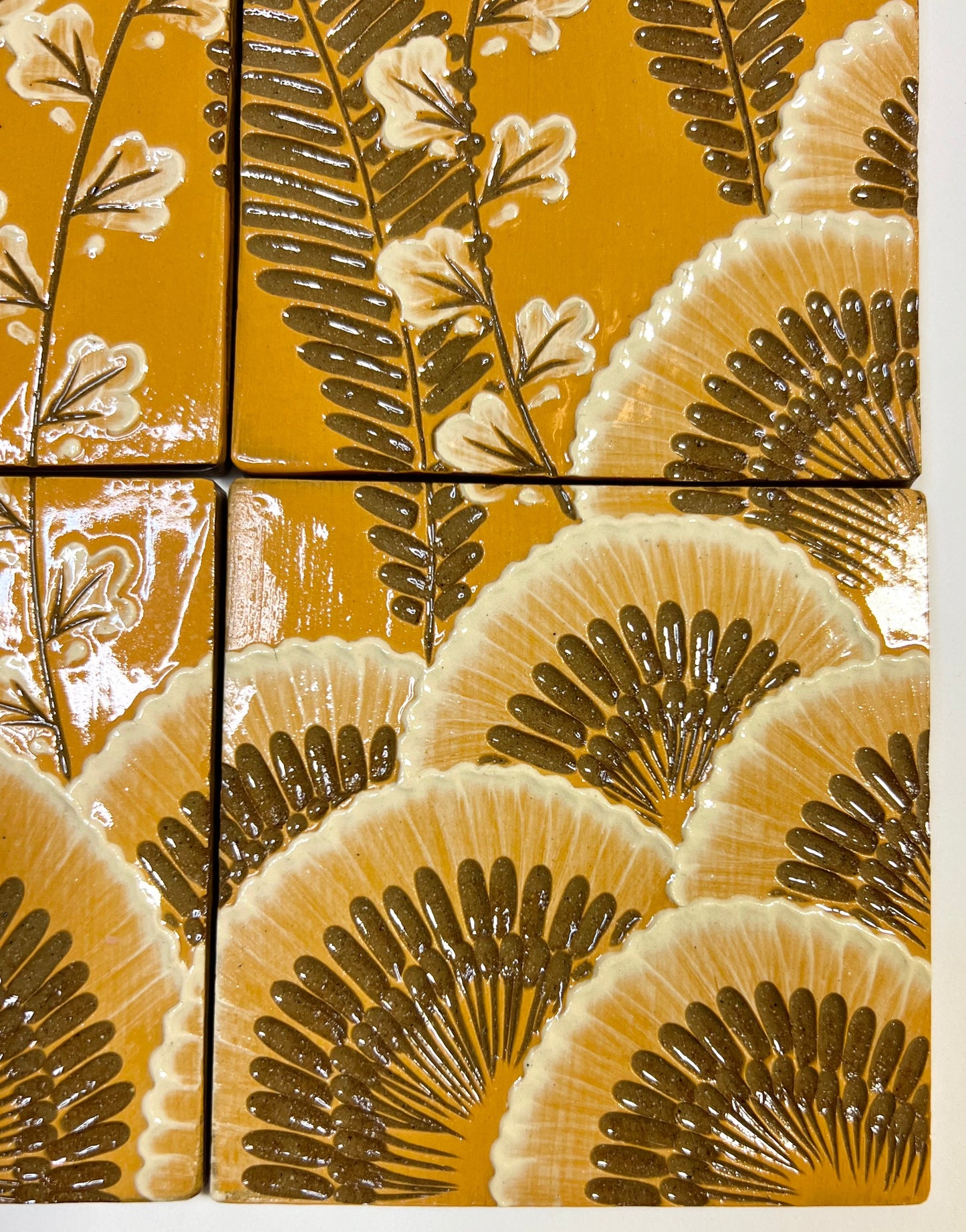 Golden Botanicals Handmade Tile Set