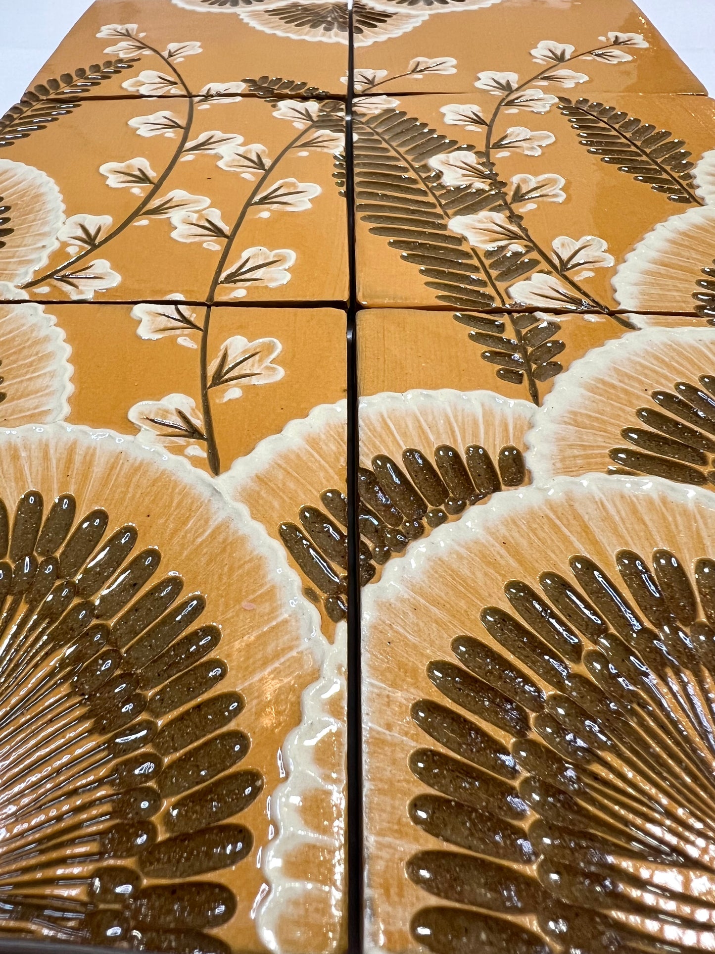 Golden Botanicals Handmade Tile Set