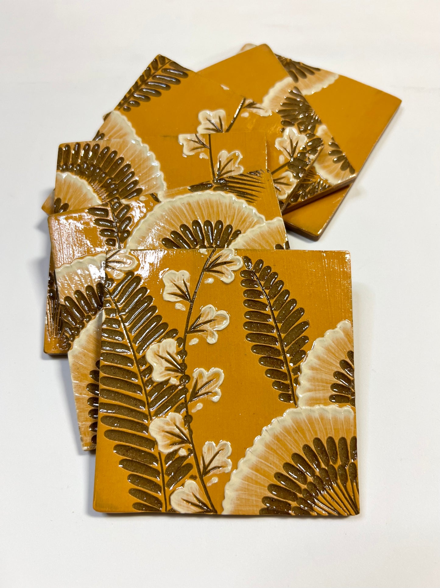 Golden Botanicals Handmade Tile Set