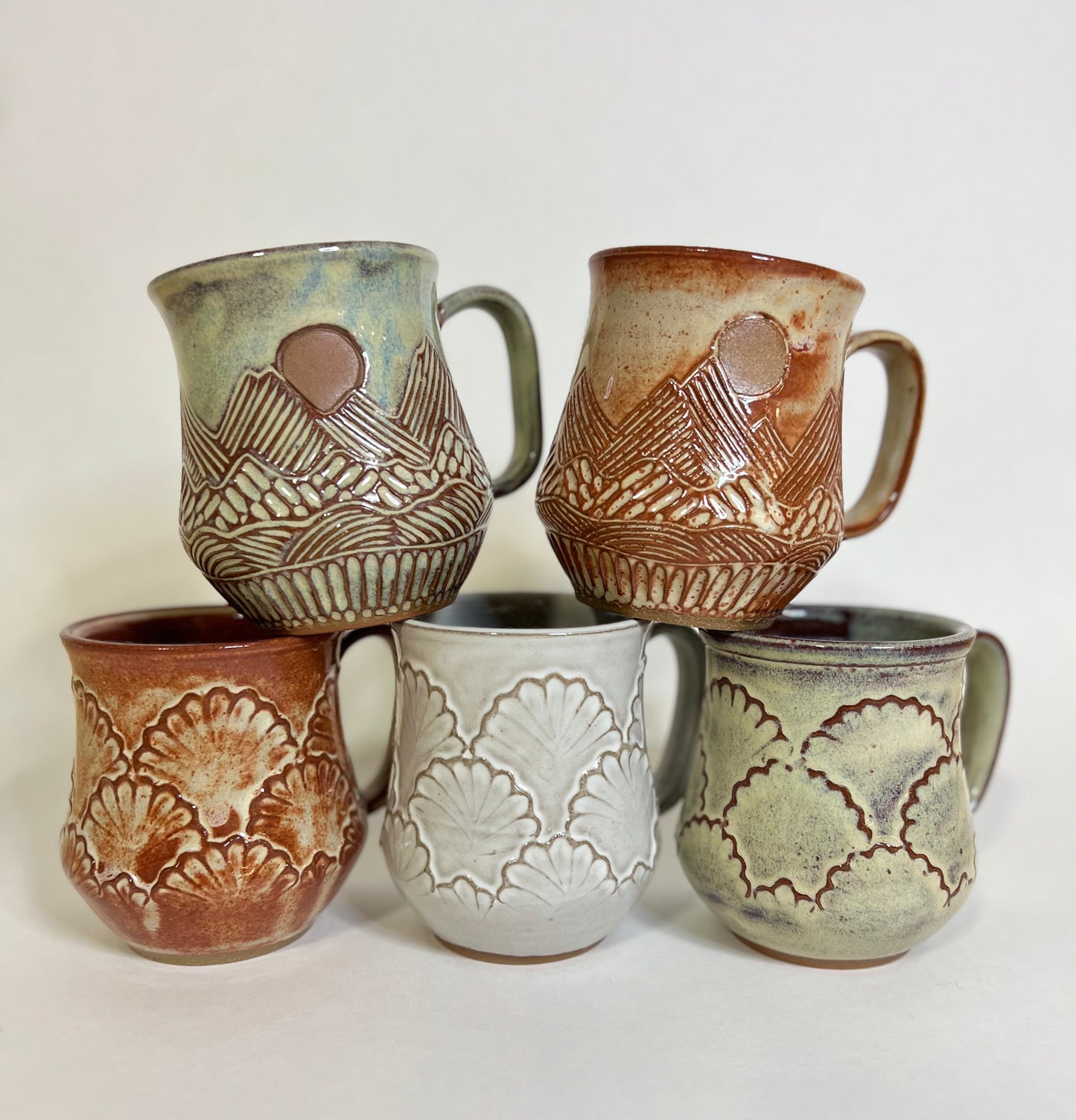 Handcrafted Mountain Sun and Eclipse Ceramic Mug - 18 oz