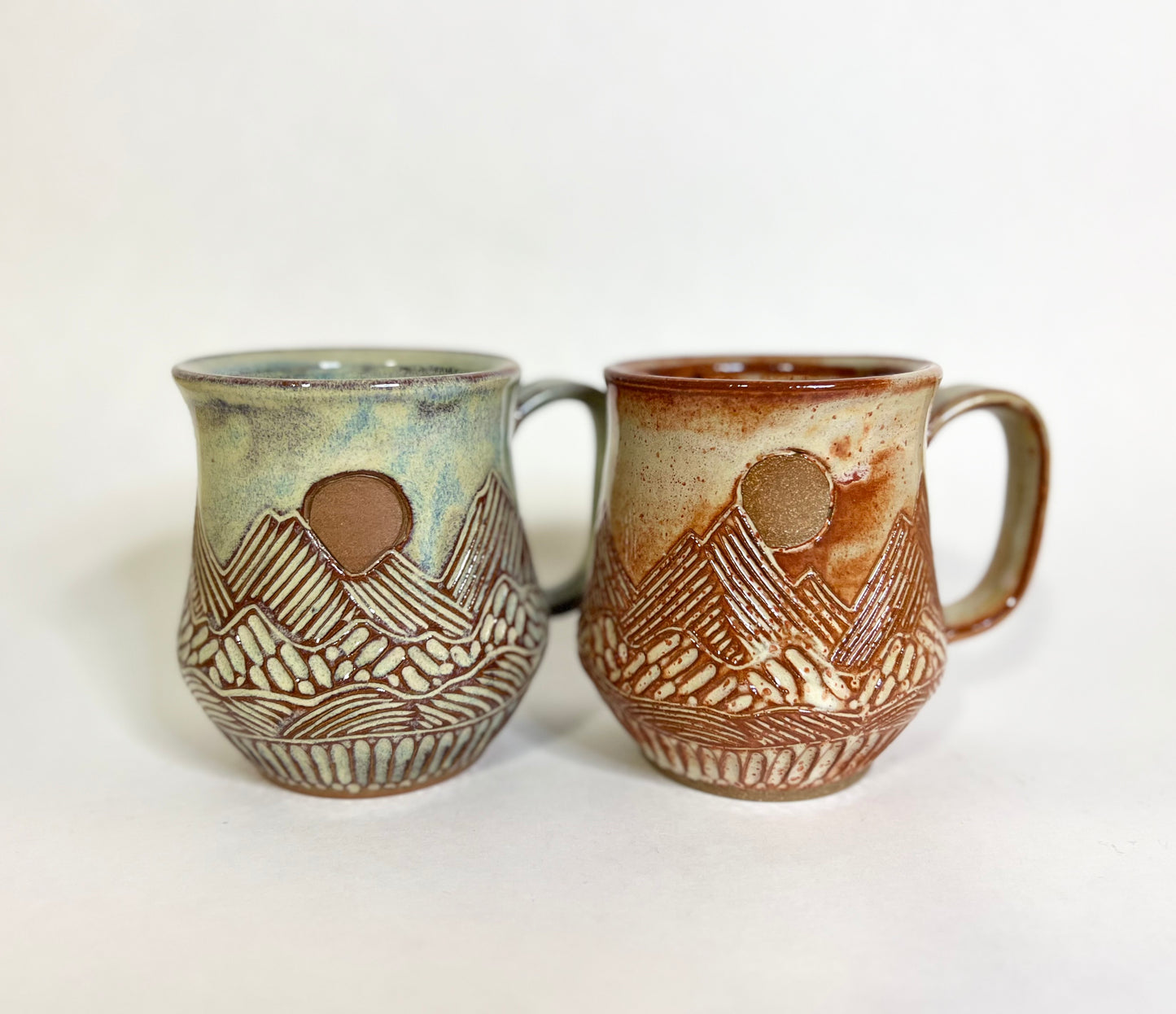 Handcrafted Mountain Sun and Eclipse Ceramic Mug - 18 oz