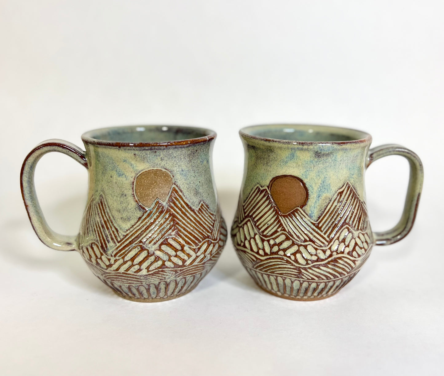 Handcrafted Mountain Sun and Eclipse Ceramic Mug - 18 oz