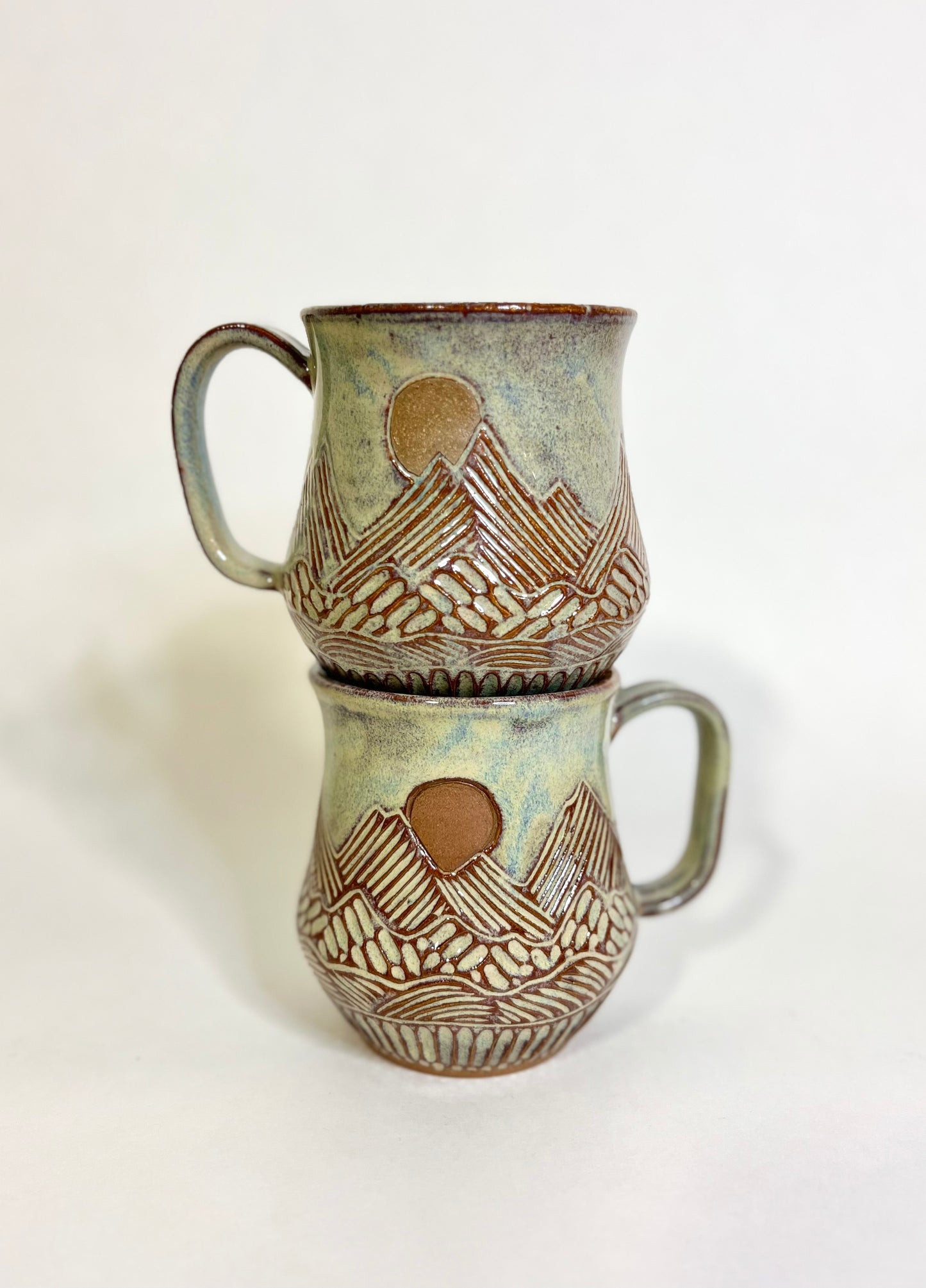 Handcrafted Mountain Sun and Eclipse Ceramic Mug - 18 oz