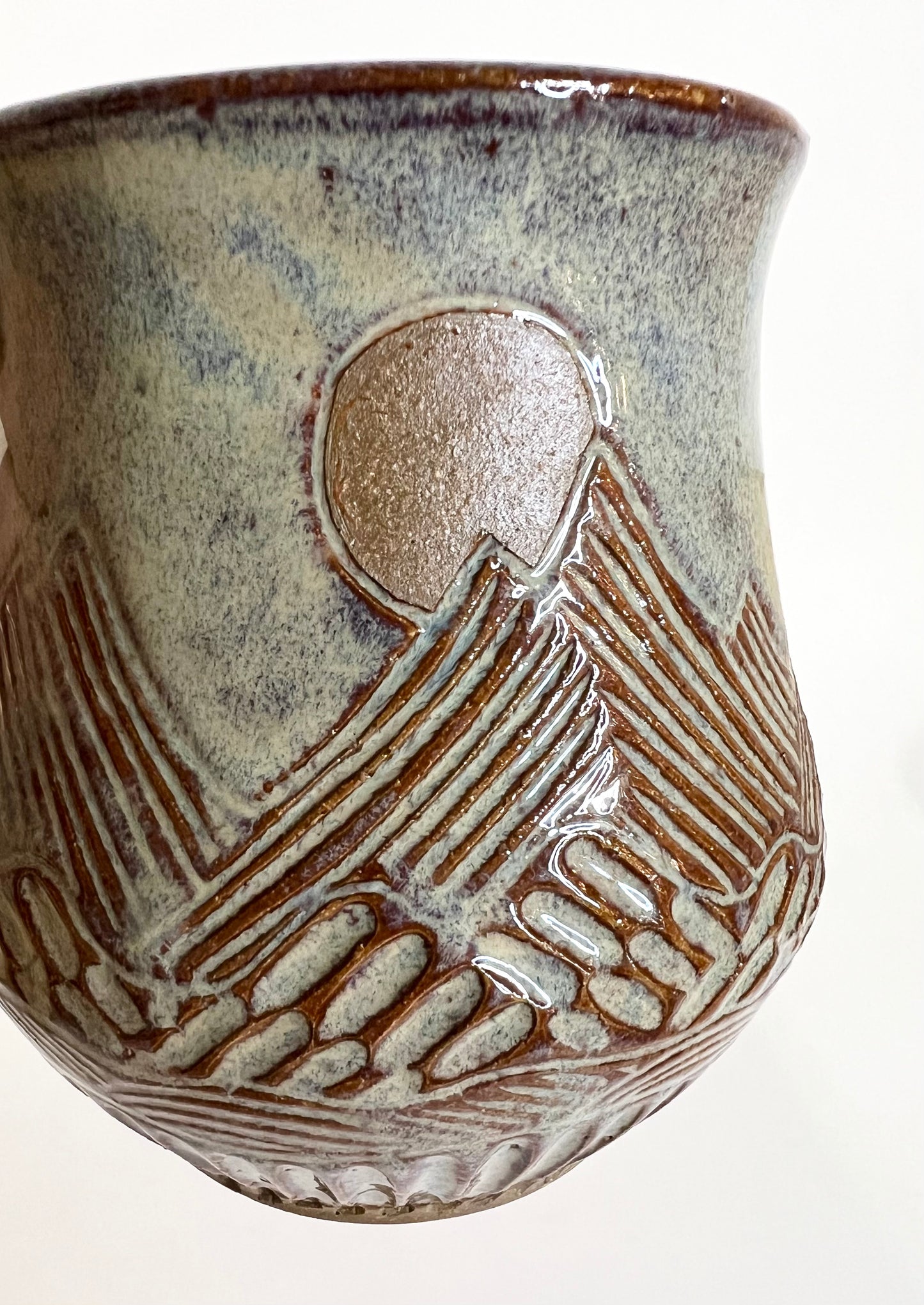 Handcrafted Mountain Sun and Eclipse Ceramic Mug - 18 oz