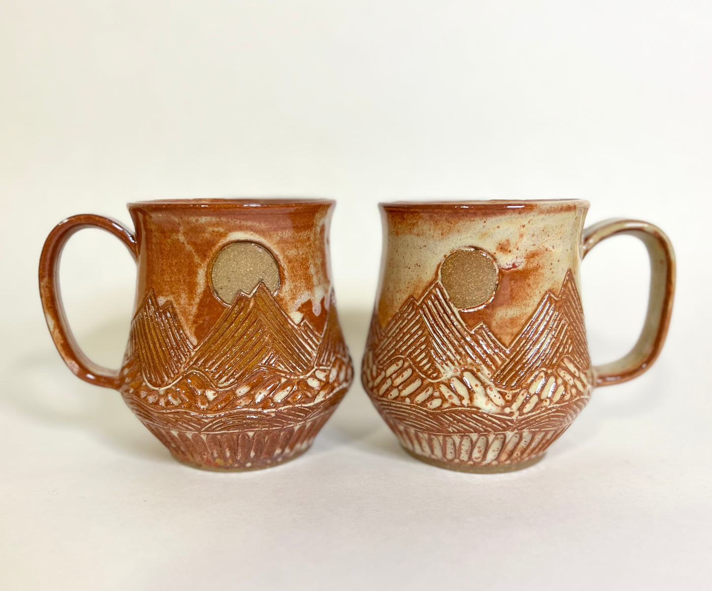 Handcrafted Mountain Sun and Eclipse Ceramic Mug - 18 oz
