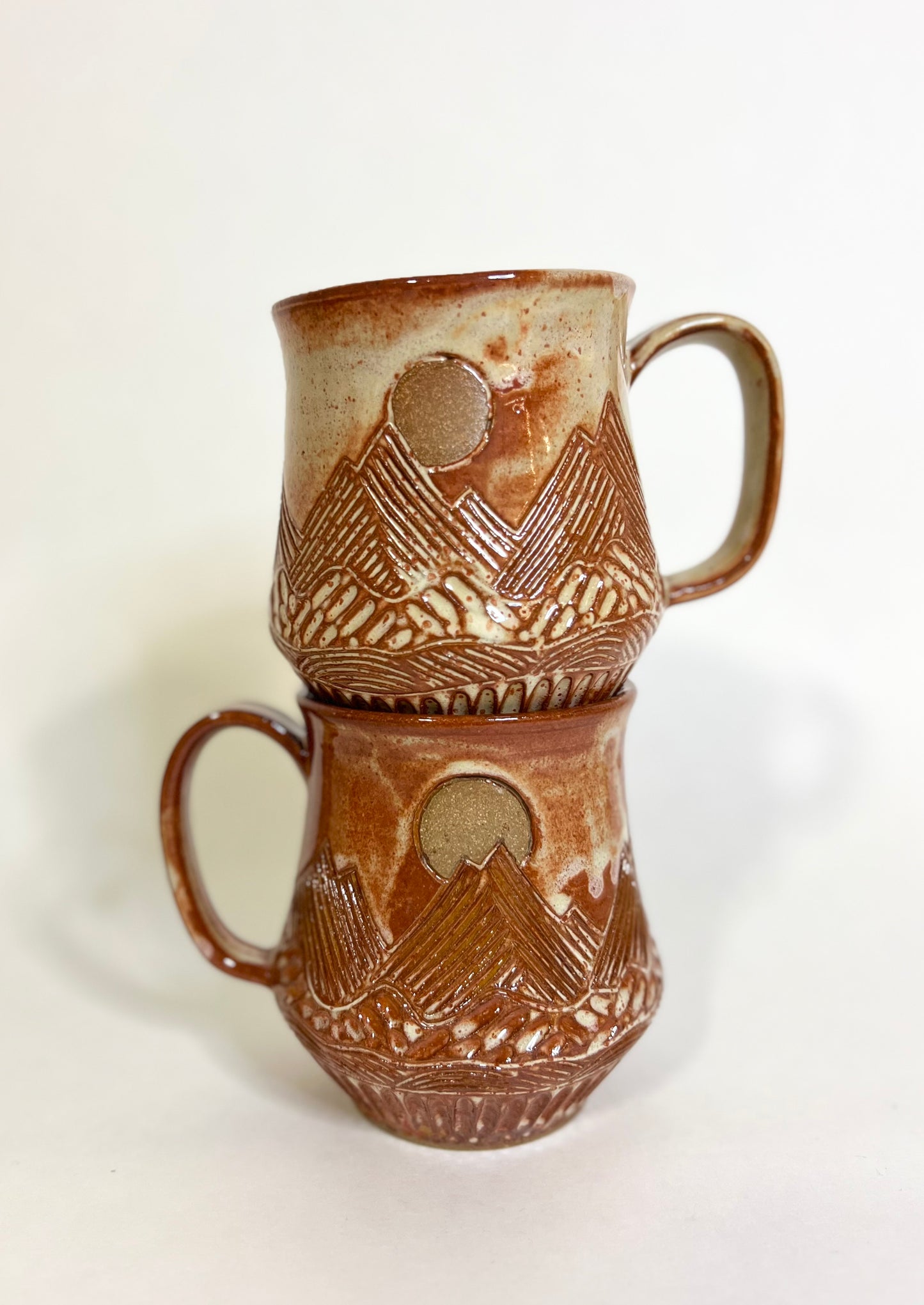 Handcrafted Mountain Sun and Eclipse Ceramic Mug - 18 oz