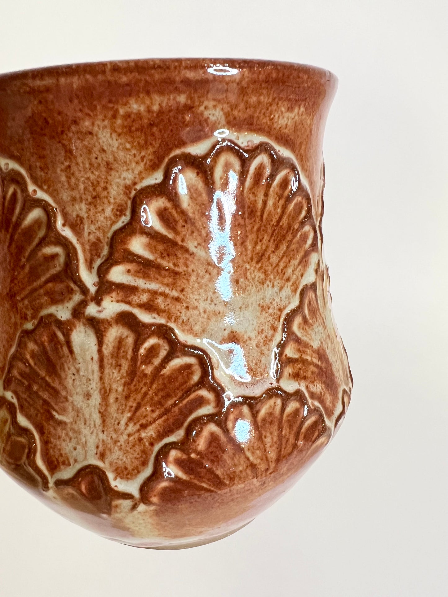 Handcrafted Scalloped Ceramic Mug - 18 oz