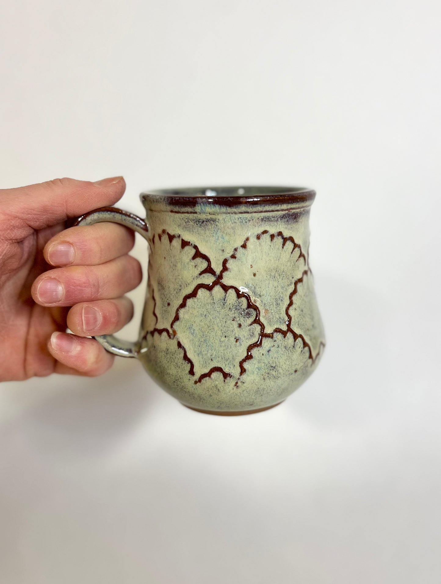 Handcrafted Scalloped Ceramic Mug - 18 oz
