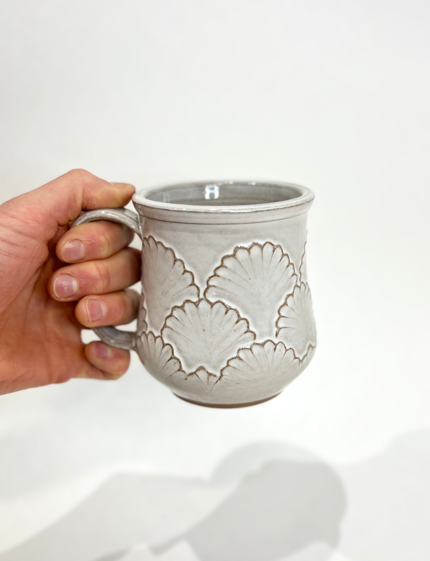 Handcrafted Scalloped Ceramic Mug - 18 oz