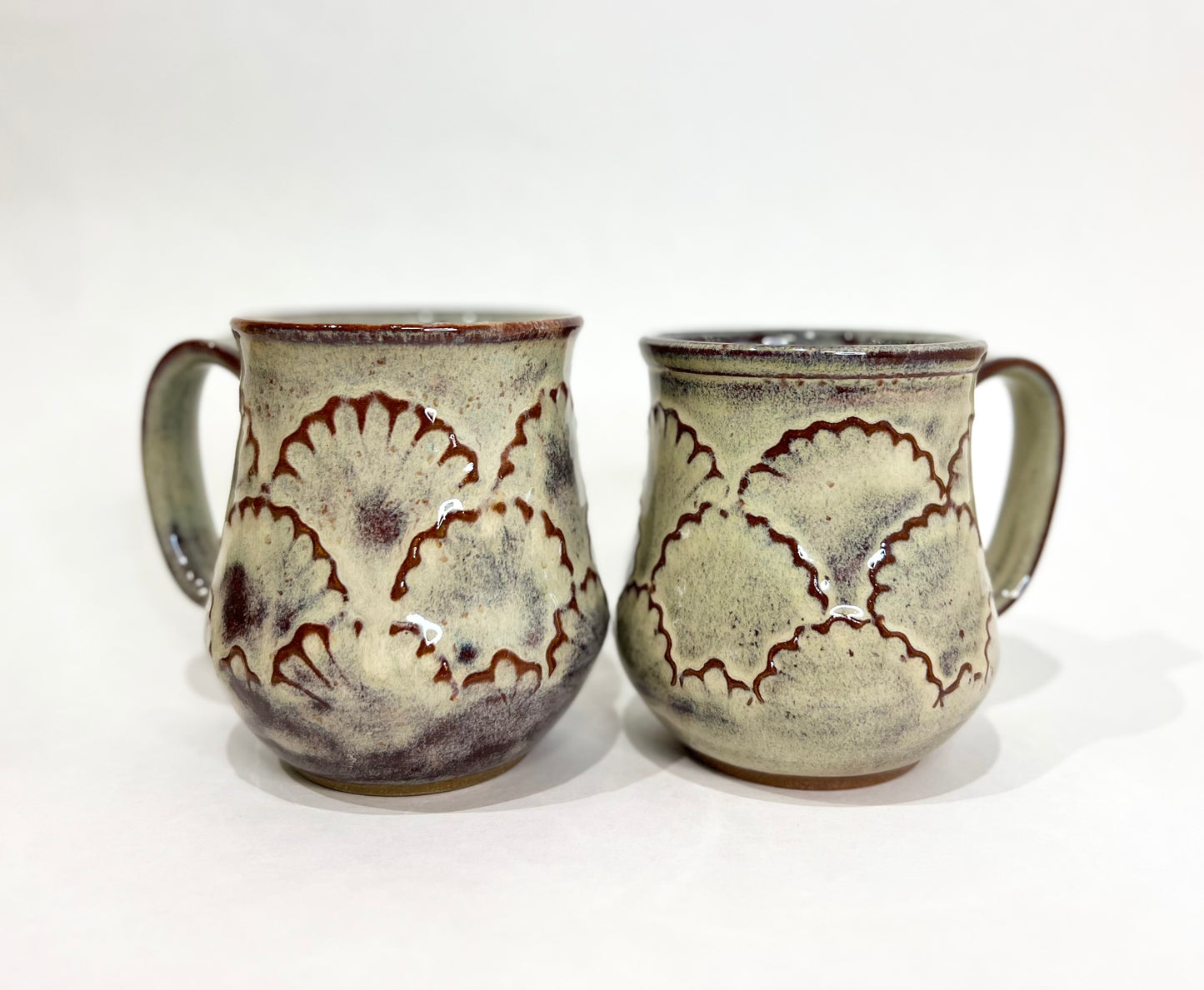 Handcrafted Scalloped Ceramic Mug - 18 oz