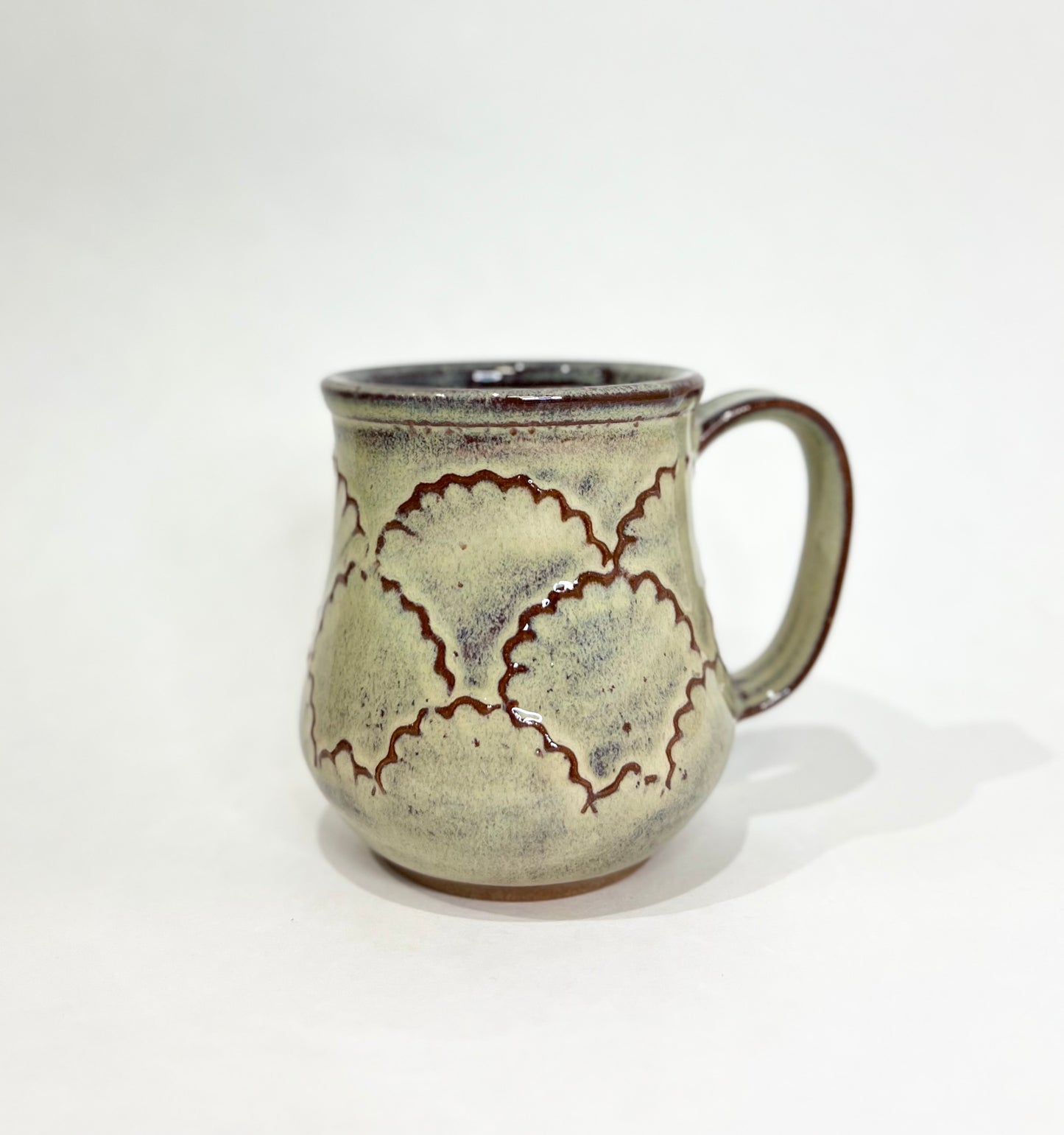 Handcrafted Scalloped Ceramic Mug - 18 oz