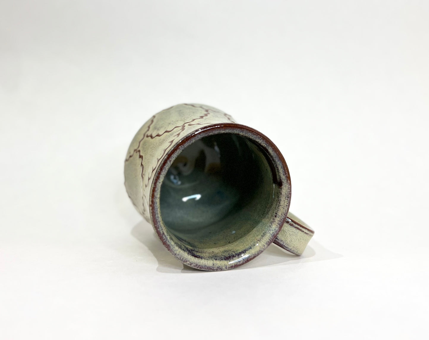 Handcrafted Scalloped Ceramic Mug - 18 oz