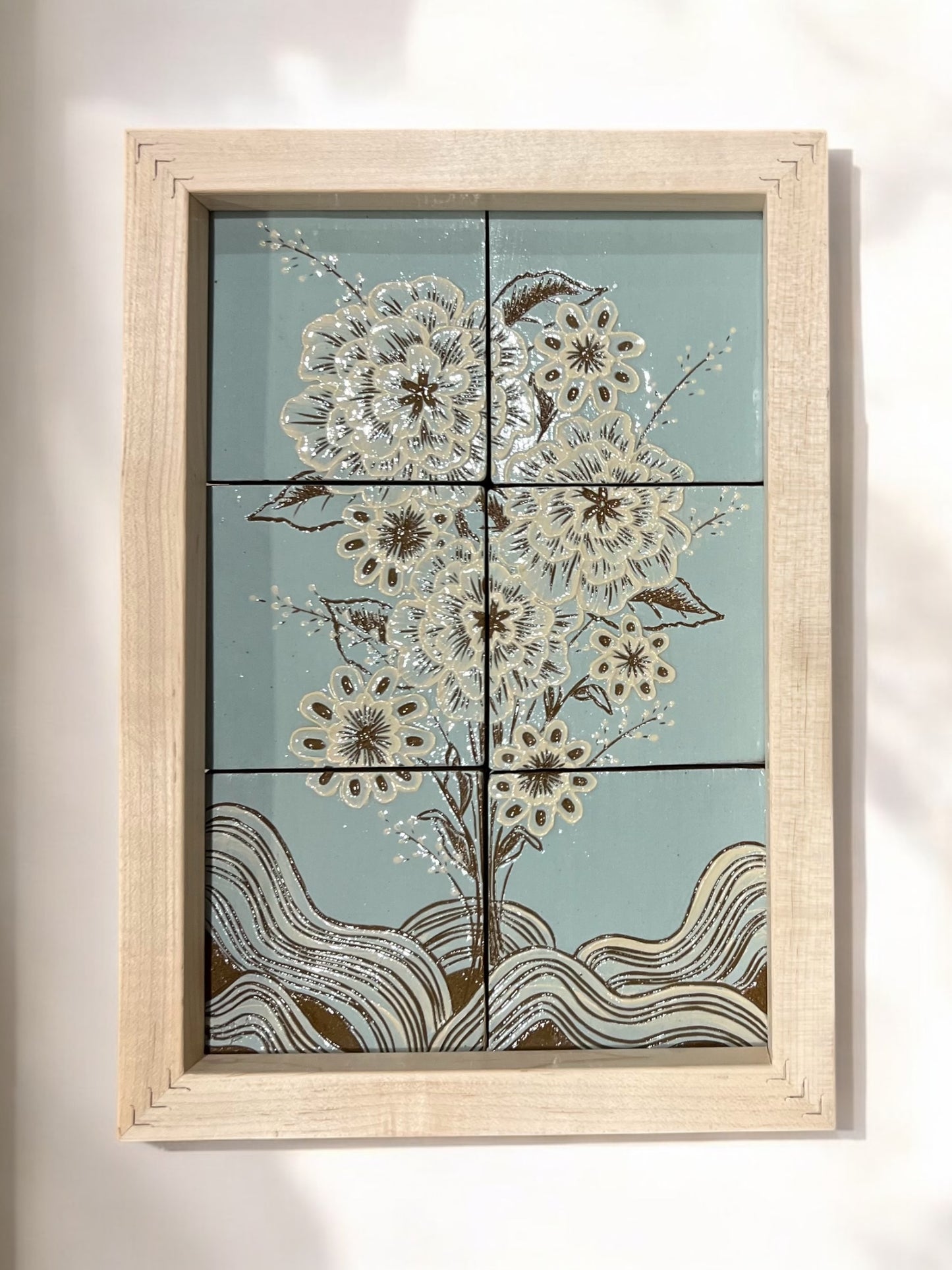 Blue Flowers Handmade Tile Set