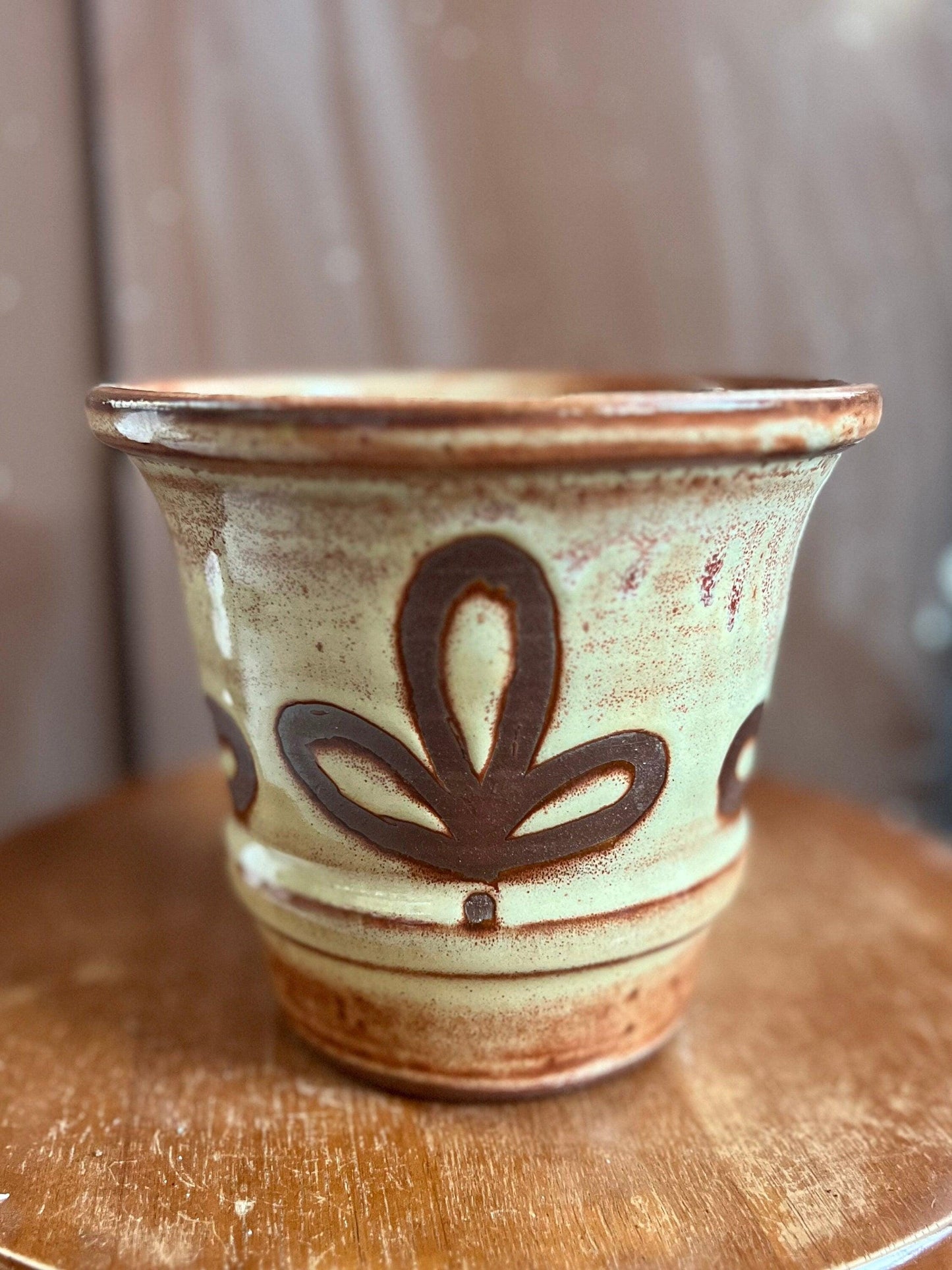 Ceramic Planter Cream Floral 5 inch