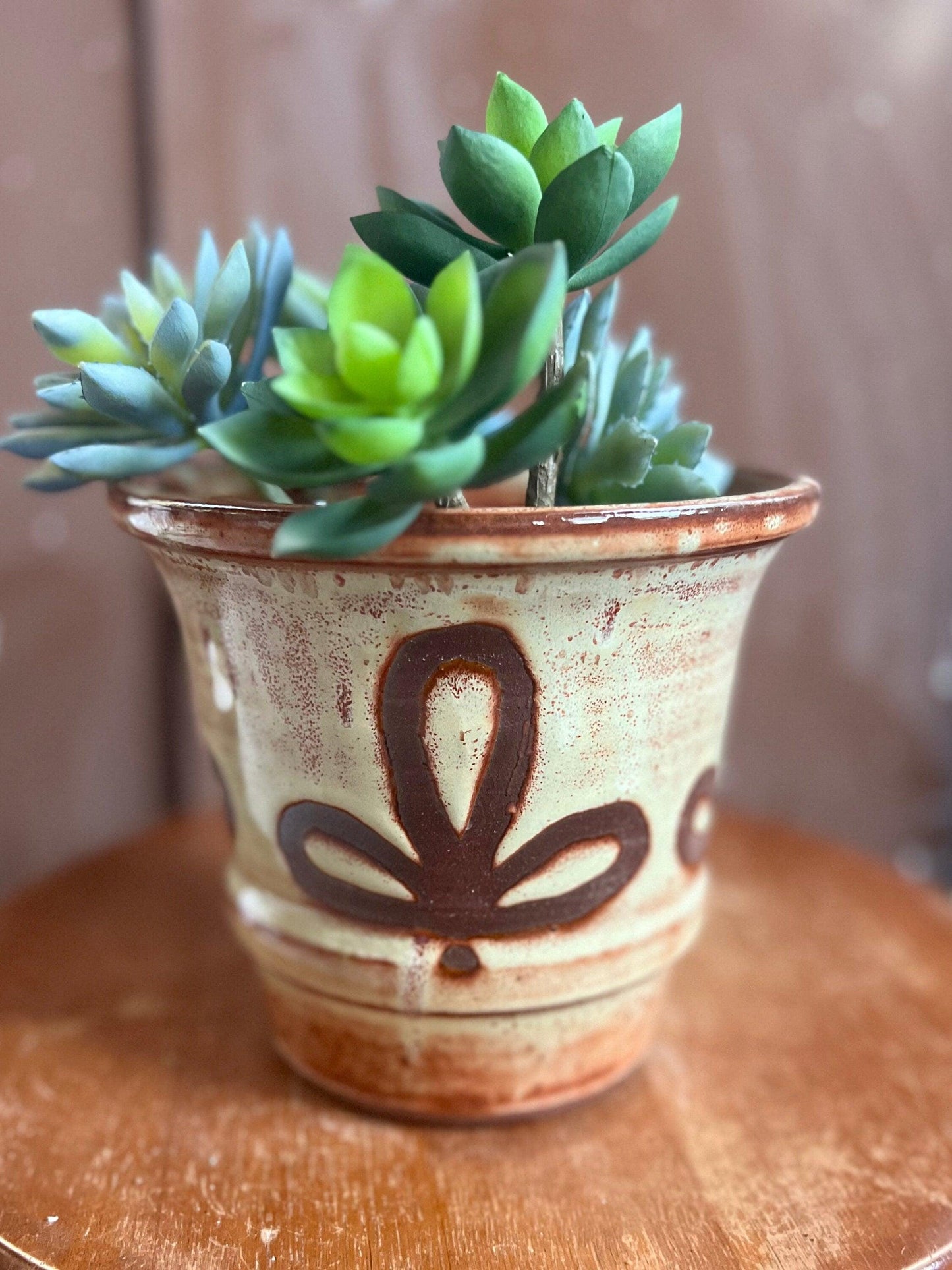 Ceramic Planter Cream Floral 5 inch
