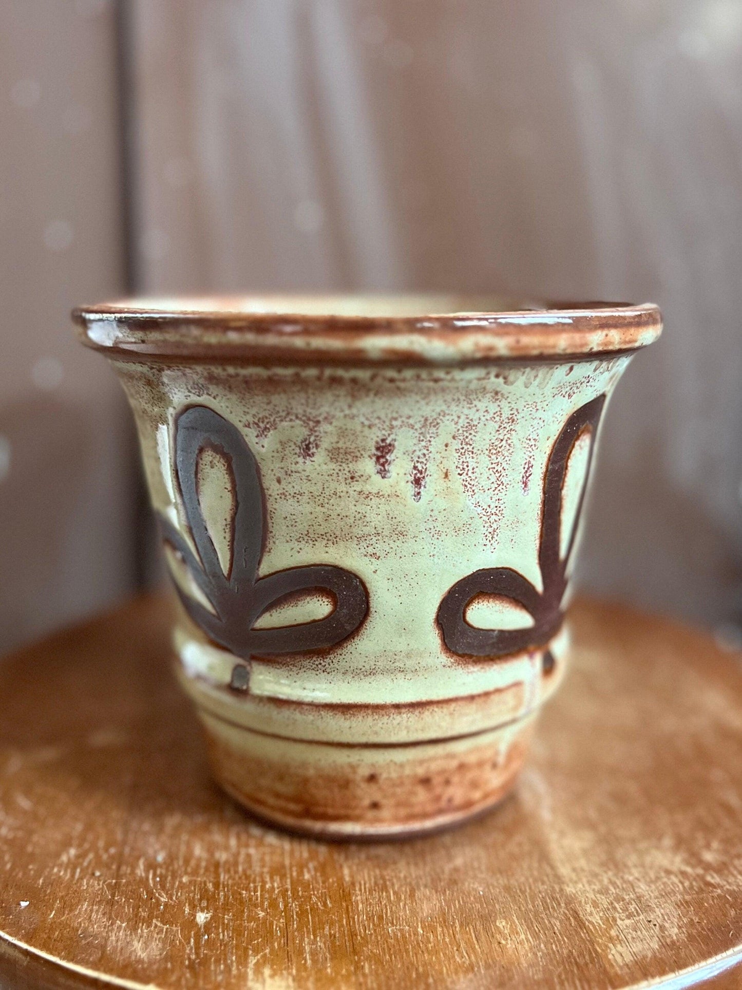 Ceramic Planter Cream Floral 5 inch