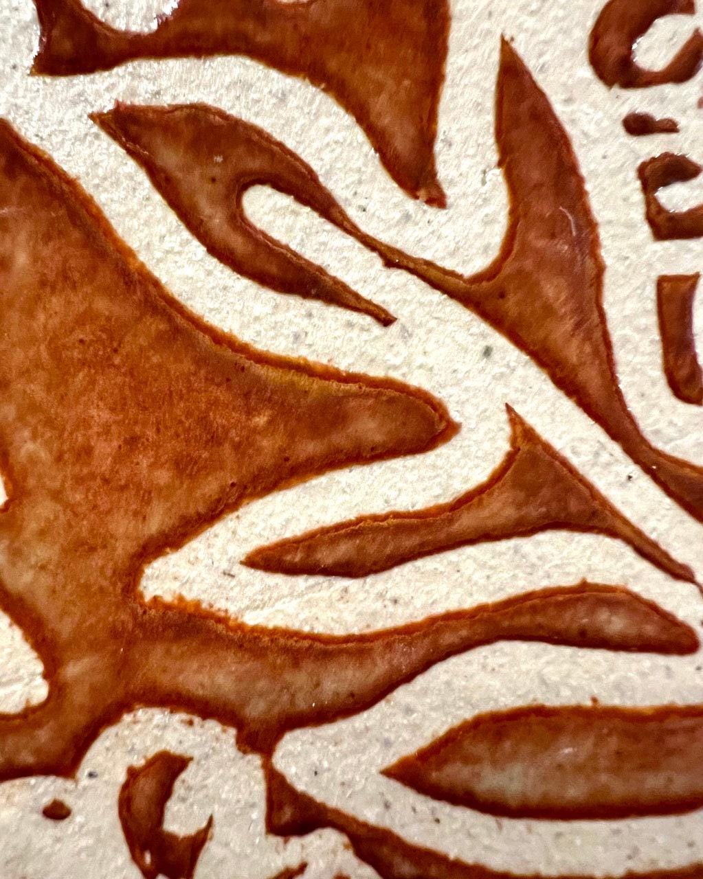 4 inch Ceramic Coaster Tiles, Hawaiian Plant Design handmade