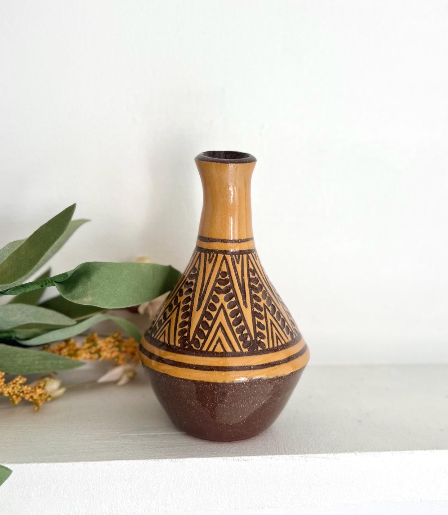 Golden Carved Bud Vase Small
