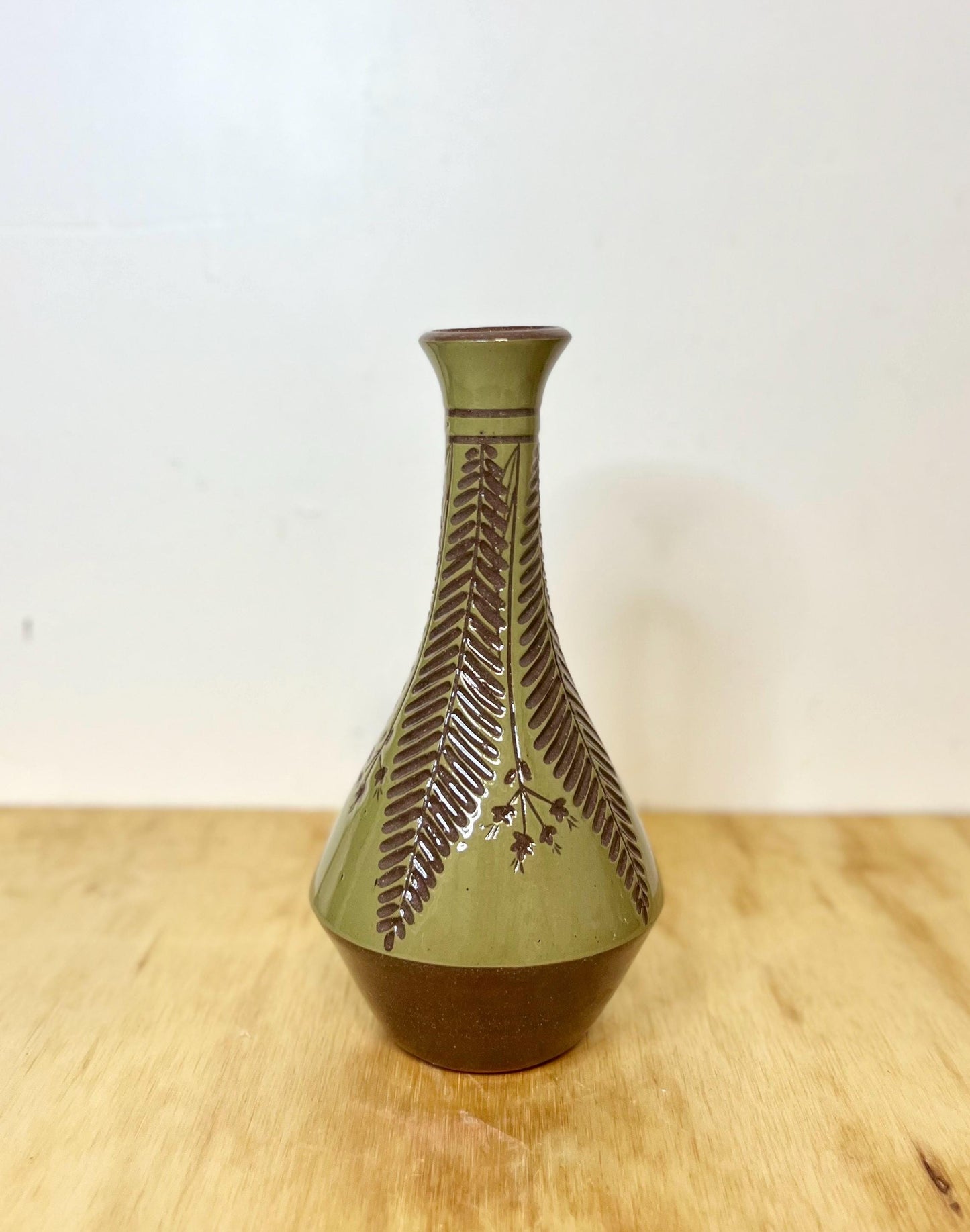 Green Carved Bud Vase Medium