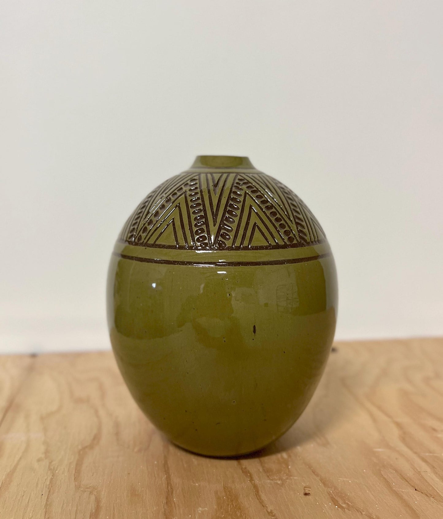 Green Carved Bud Vase Medium