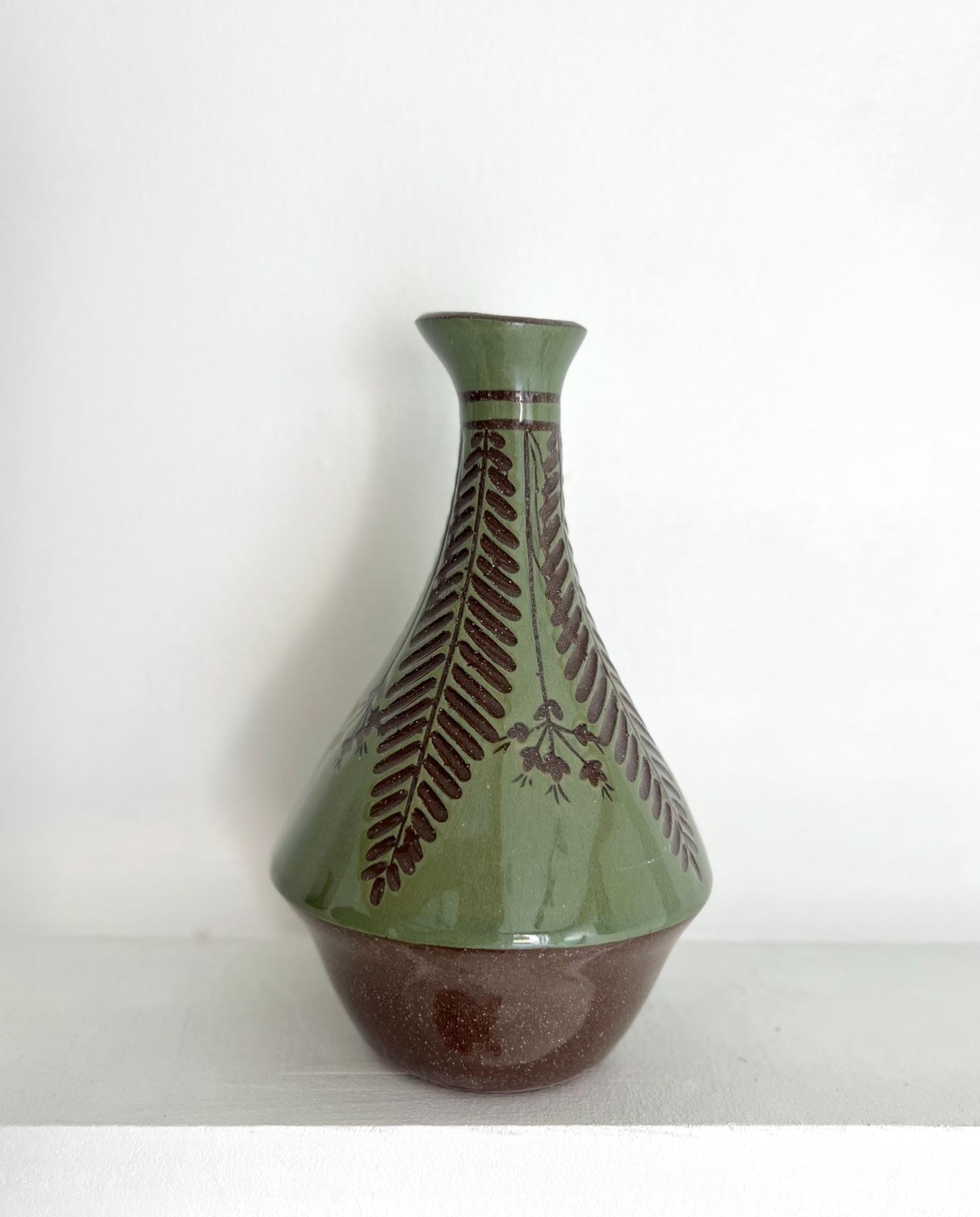 Teal Carved Bud Vase Medium