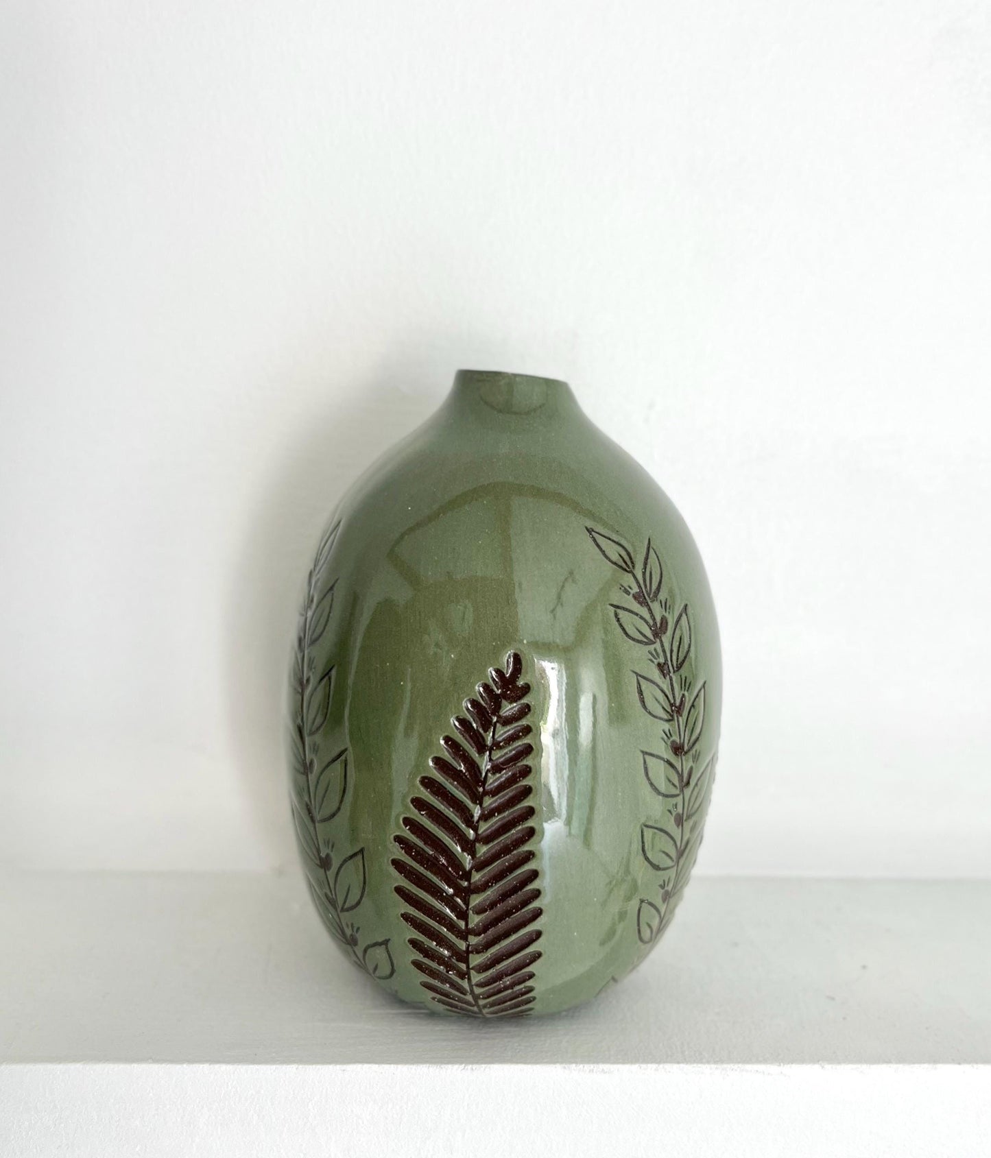 Teal Carved Bud Vase Medium