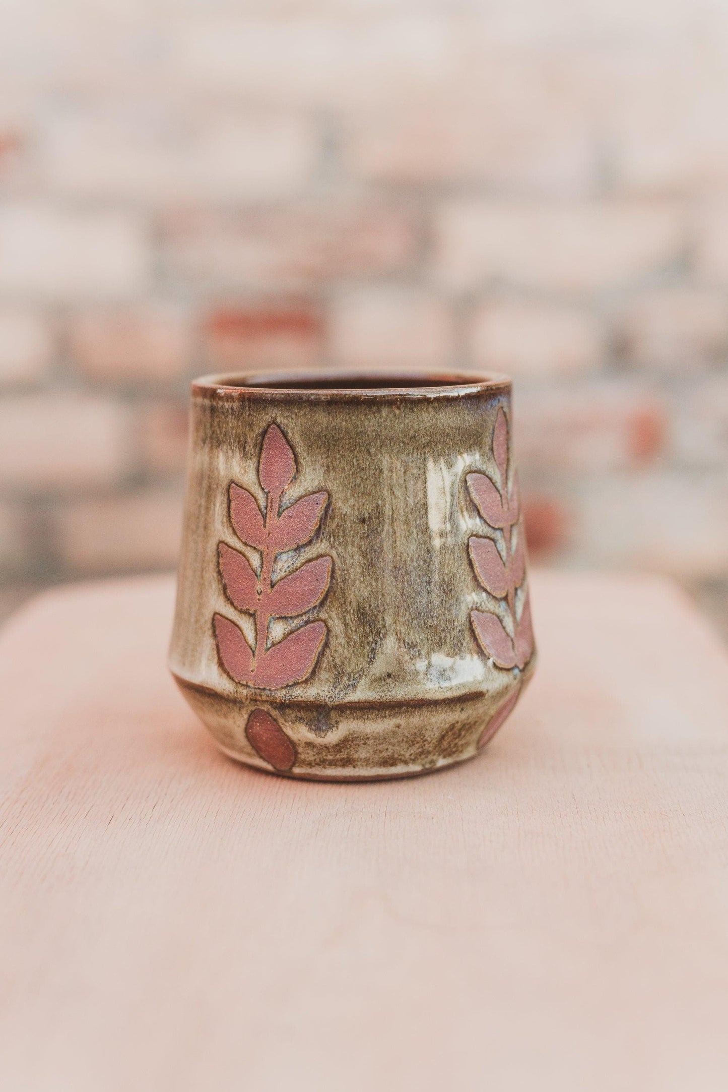 Ceramic Tumbler Mug, Mountain Floral design