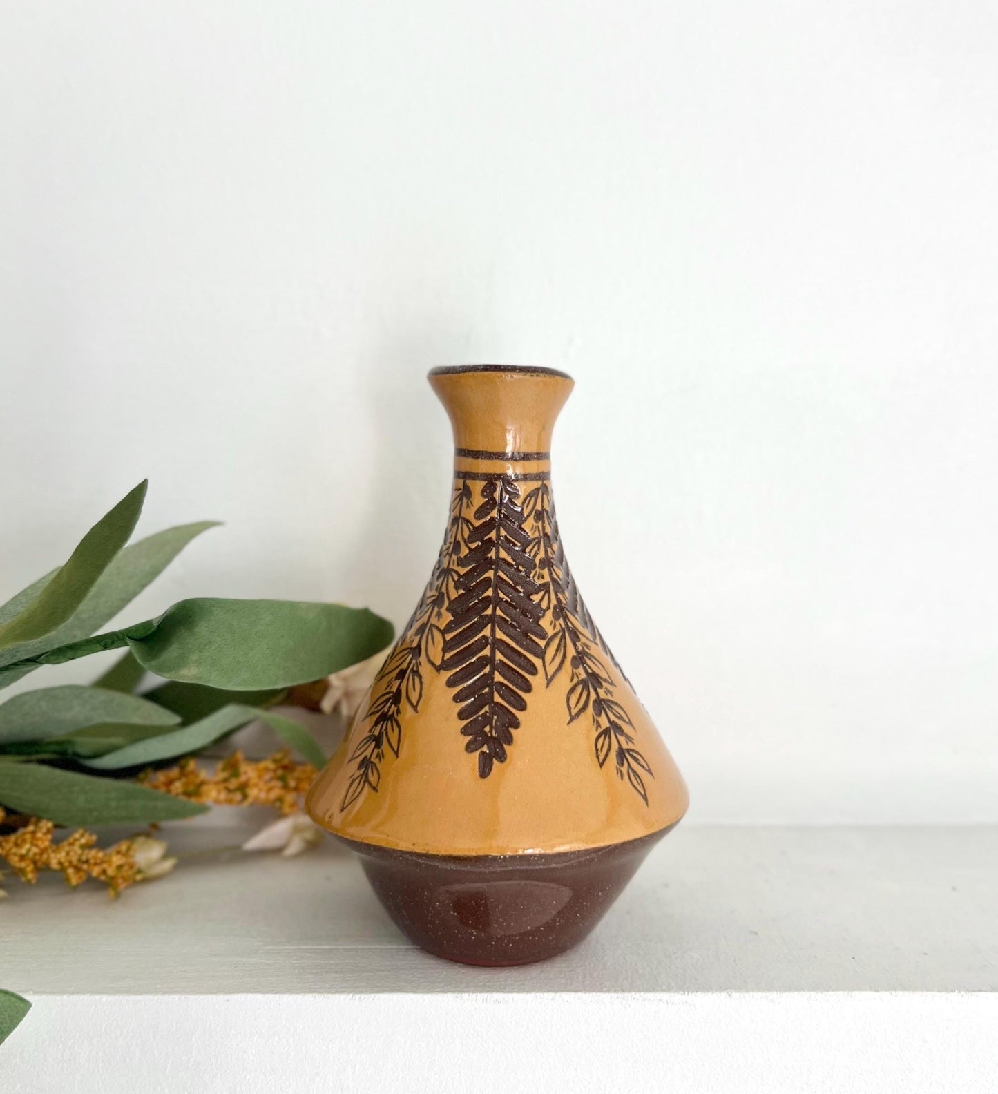 Golden Carved Bud Vase Small