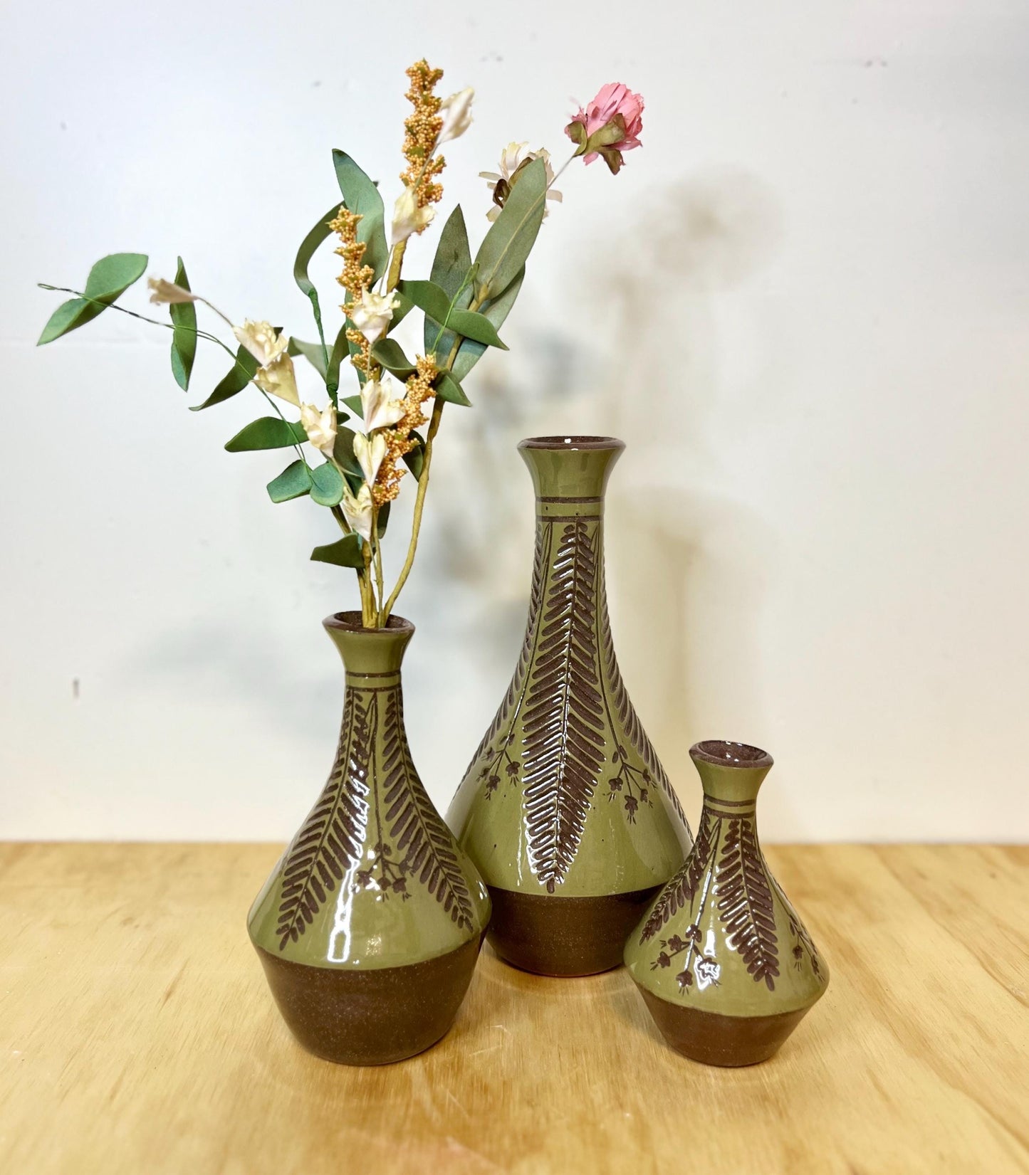 Green Carved Bud Vase Medium