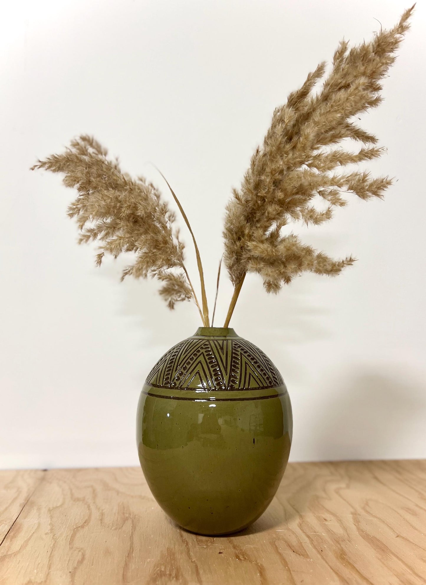 Green Carved Bud Vase Medium