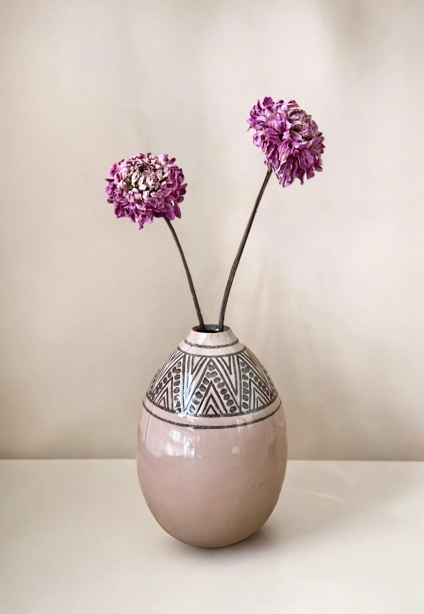 Pink Carved Bud Vase Small