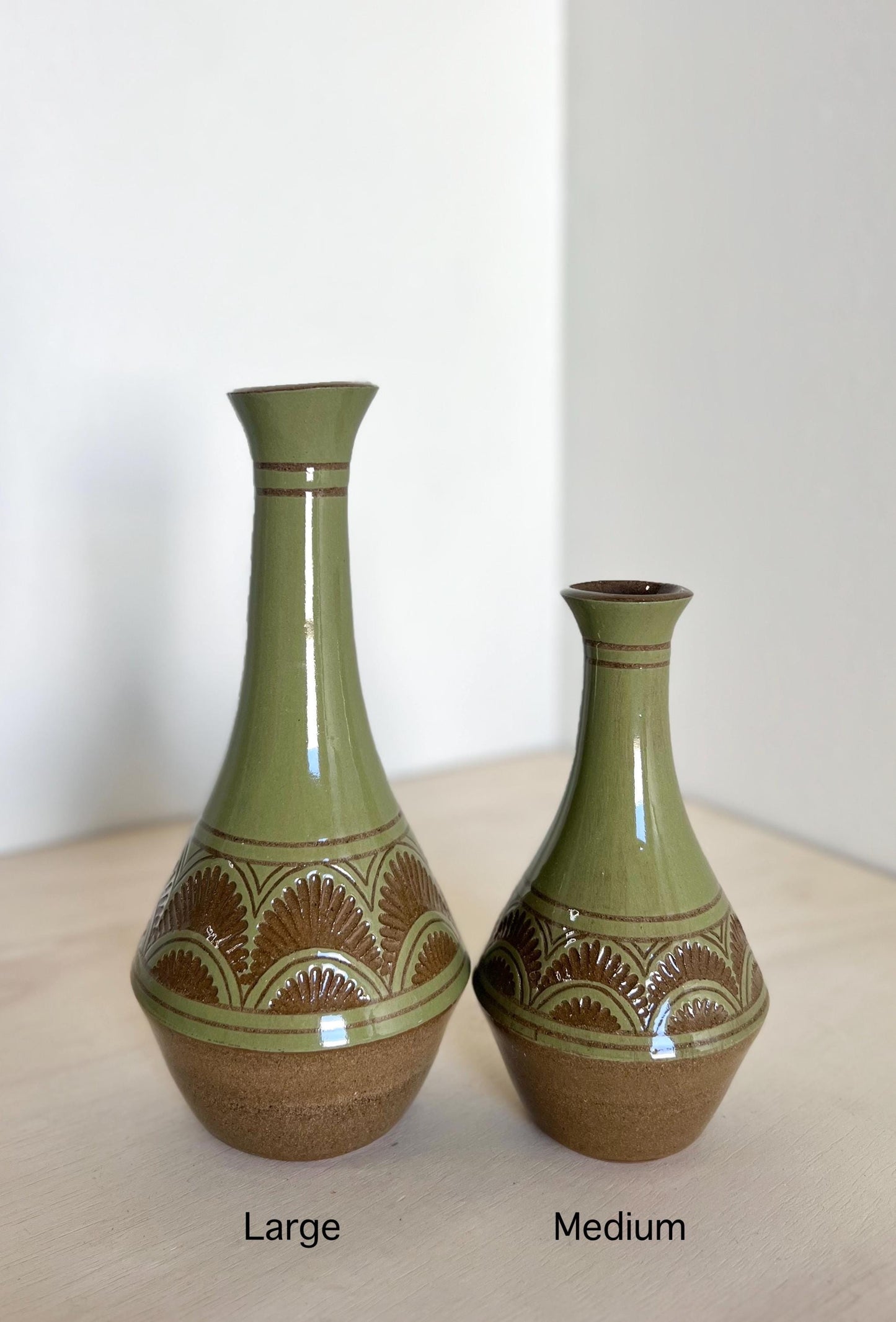 Green Ceramic Bud Vase Large