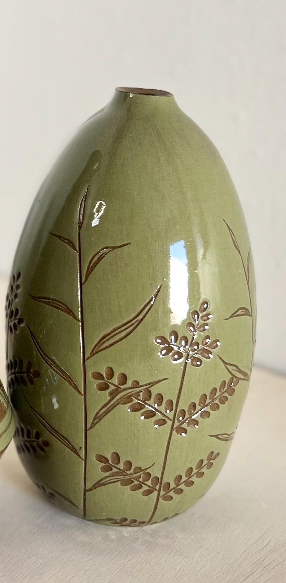 Green Ceramic Bud Vase Large
