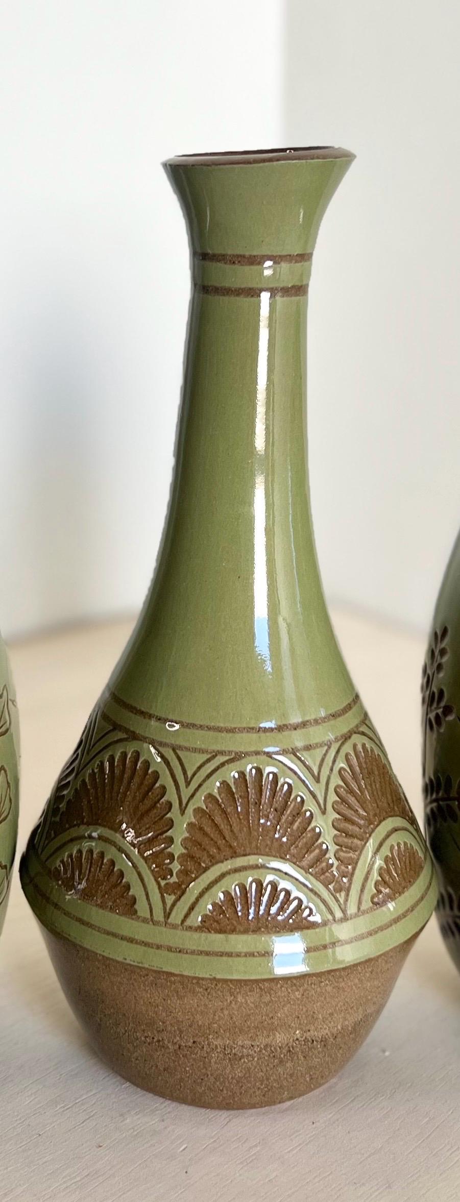 Green Ceramic Bud Vase Large
