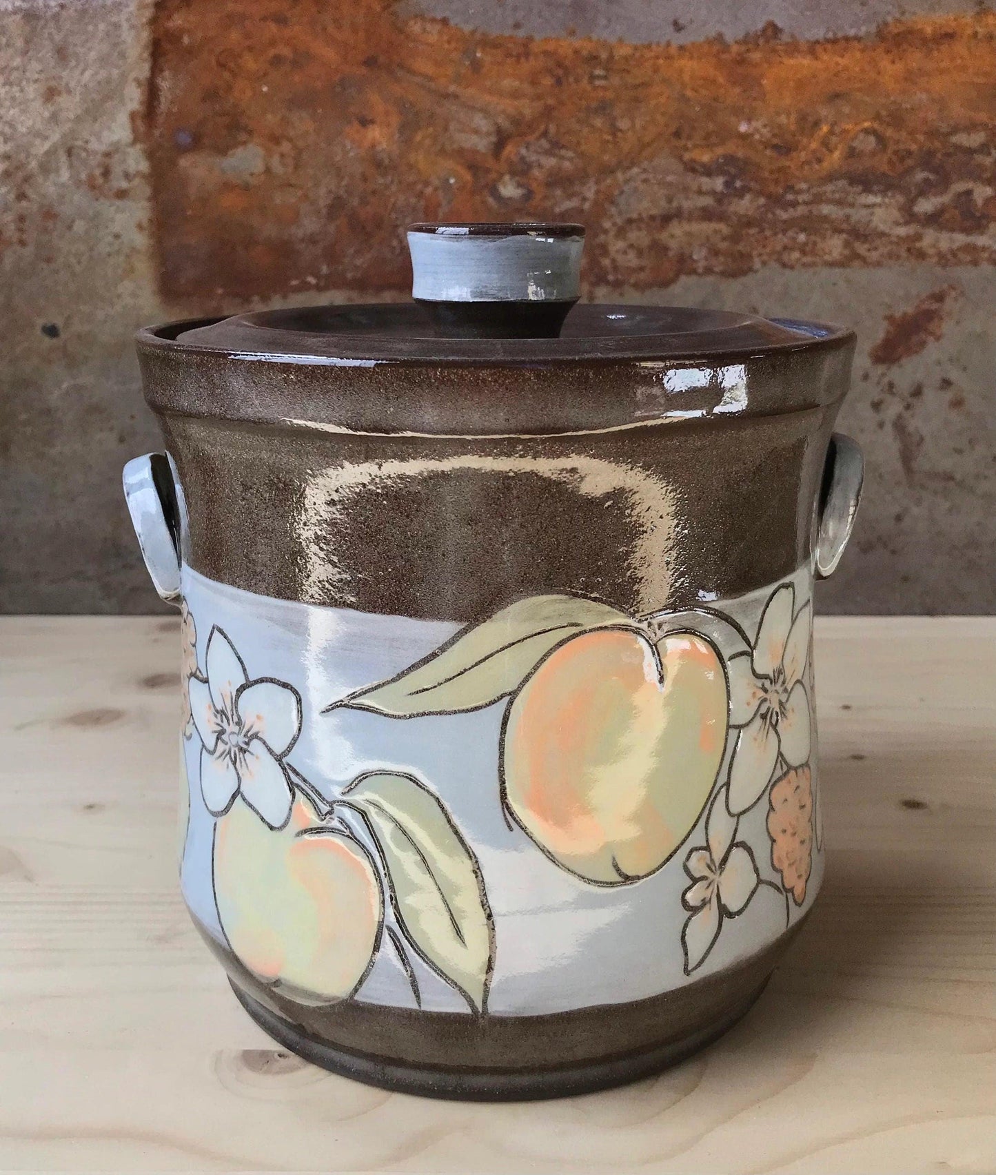 Floral Ceramic Lidded Jar, Storage Jar