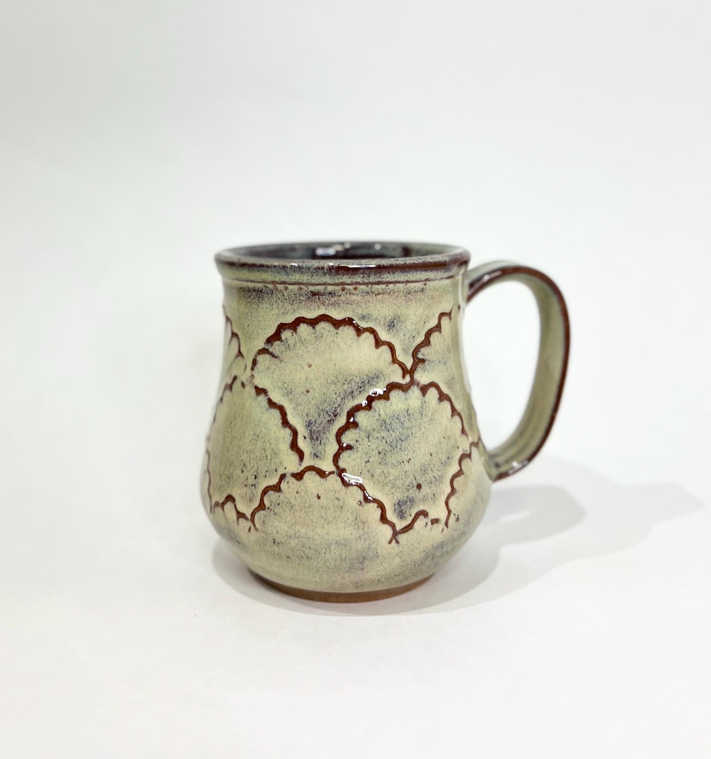 Handcrafted Scalloped Ceramic Mug - 18 oz