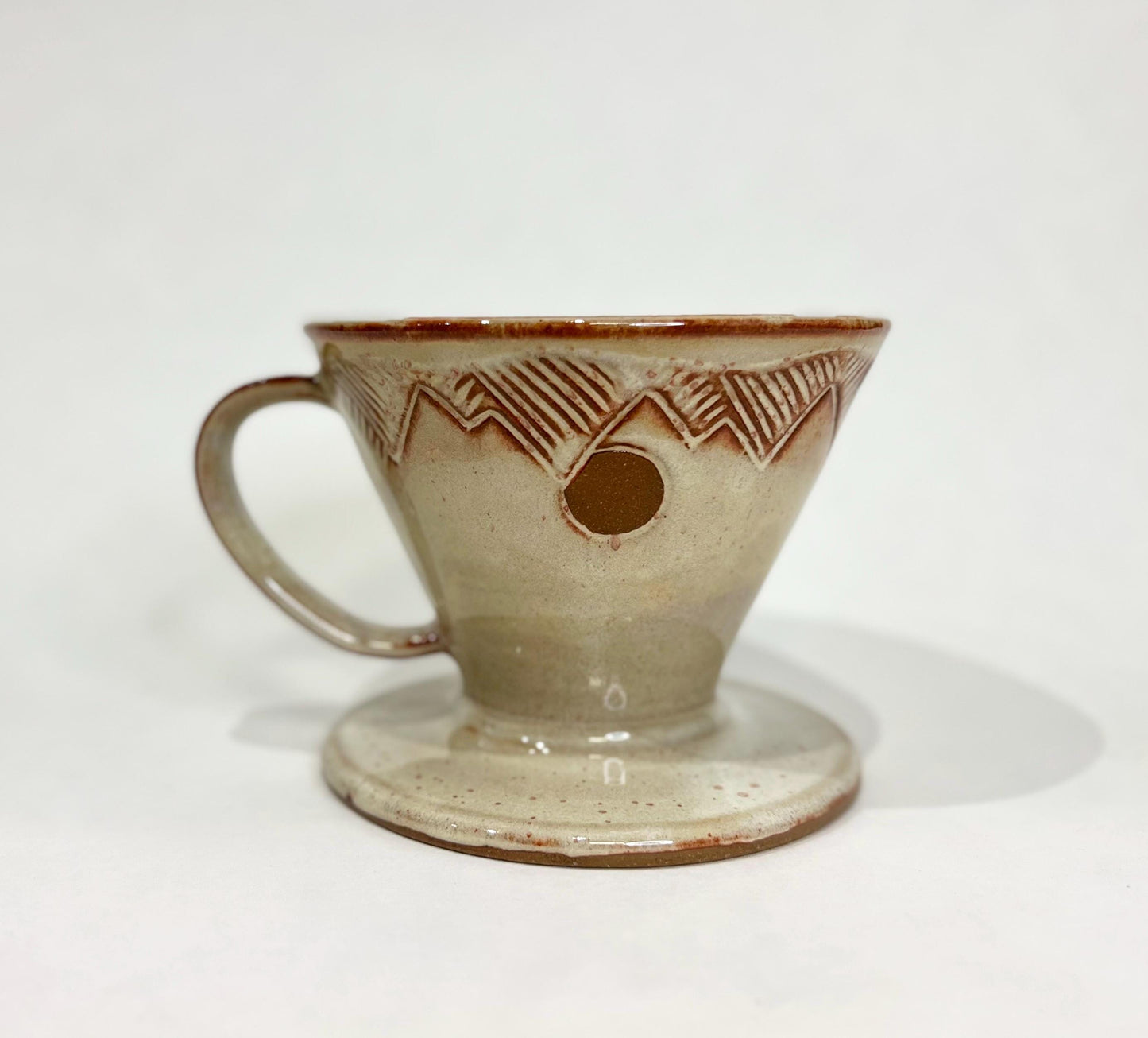 Ceramic Pour Over, Handmade, Mountain design