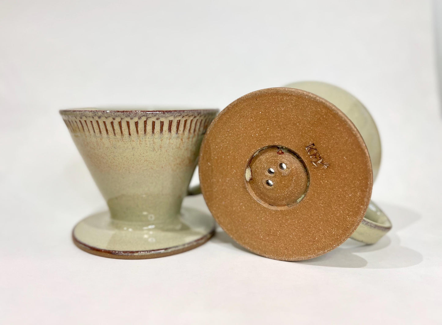 Ceramic Pour Over, Handmade, Mountain design