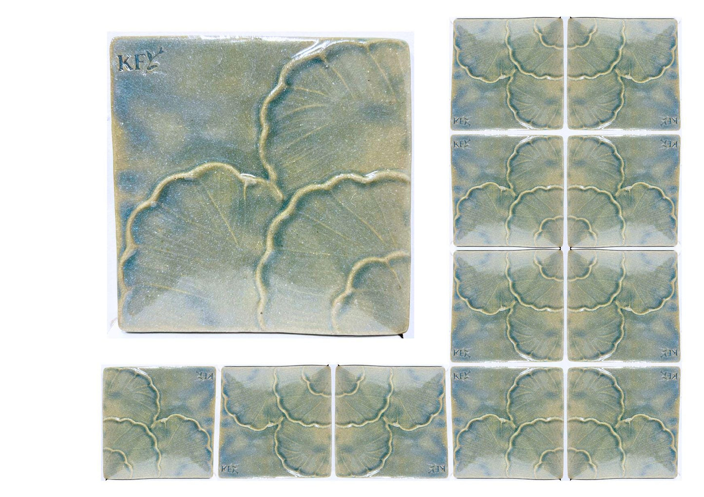 4 inch Ceramic Handmade Tiles, Botanical, Custom Order