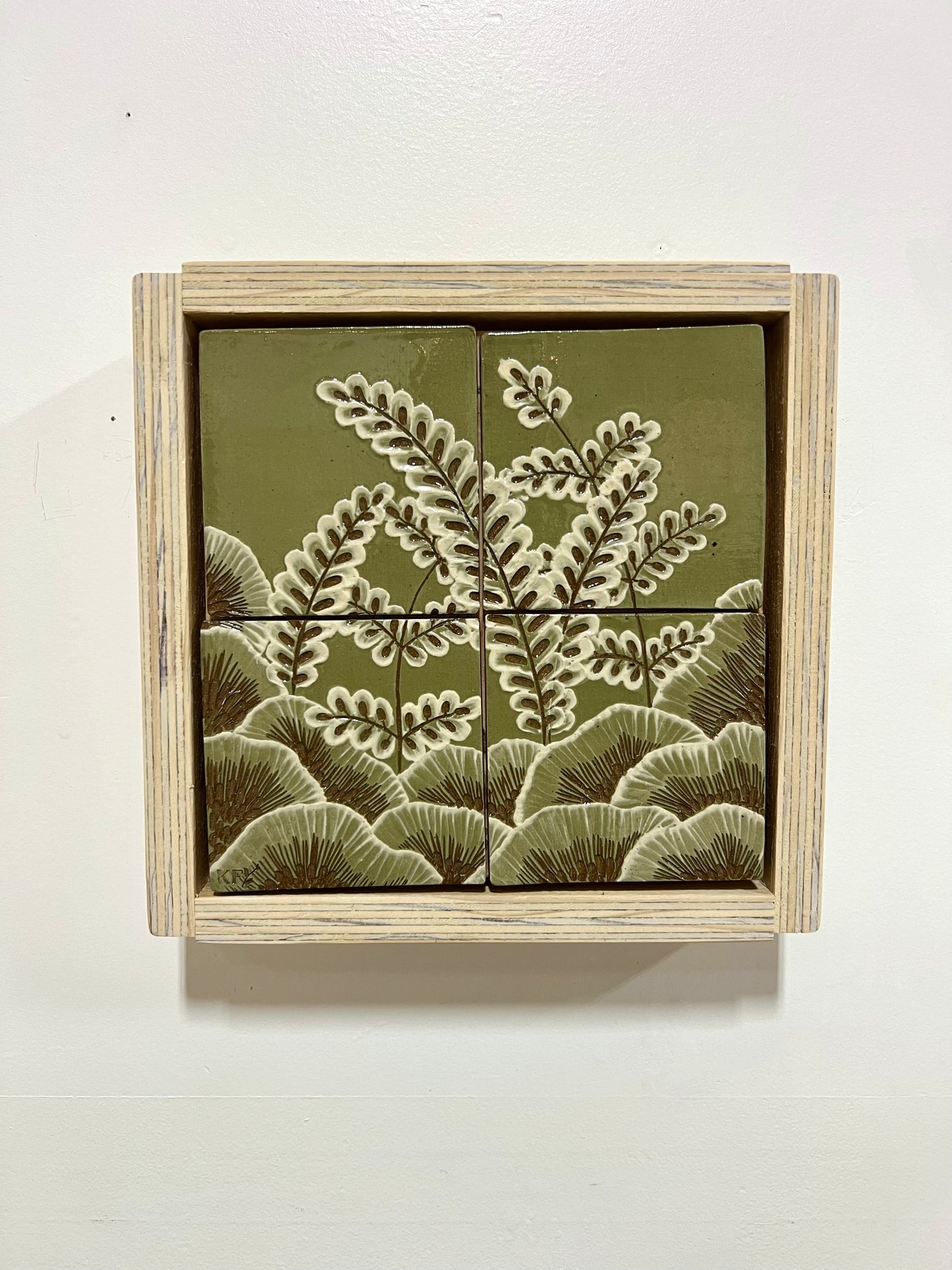 Handmade Botanical Tile Art – Framed Wall Piece