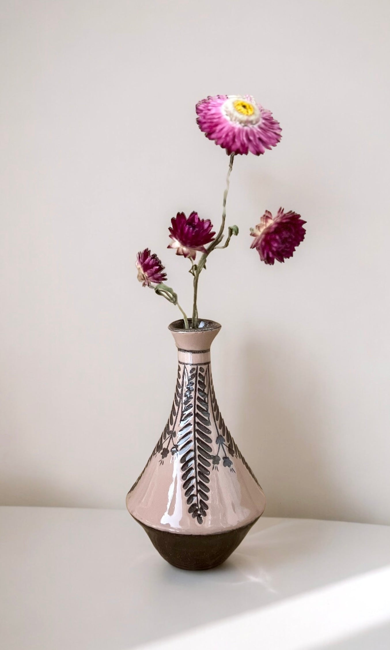 Pink Carved Bud Vase Small