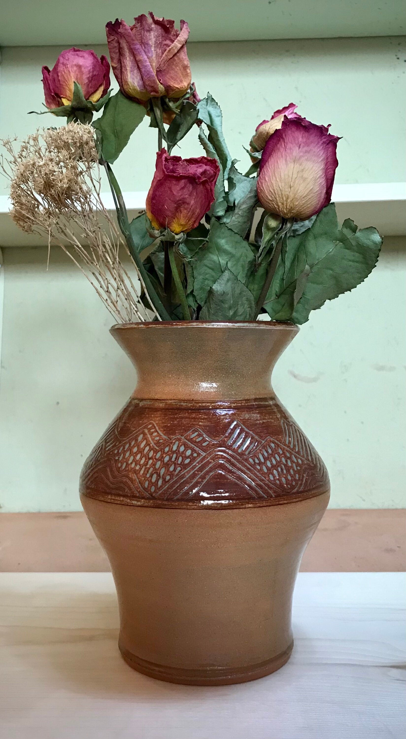 Ceramic Vase Handmade, Boho style Ceramic Vase, Hand decorated vase