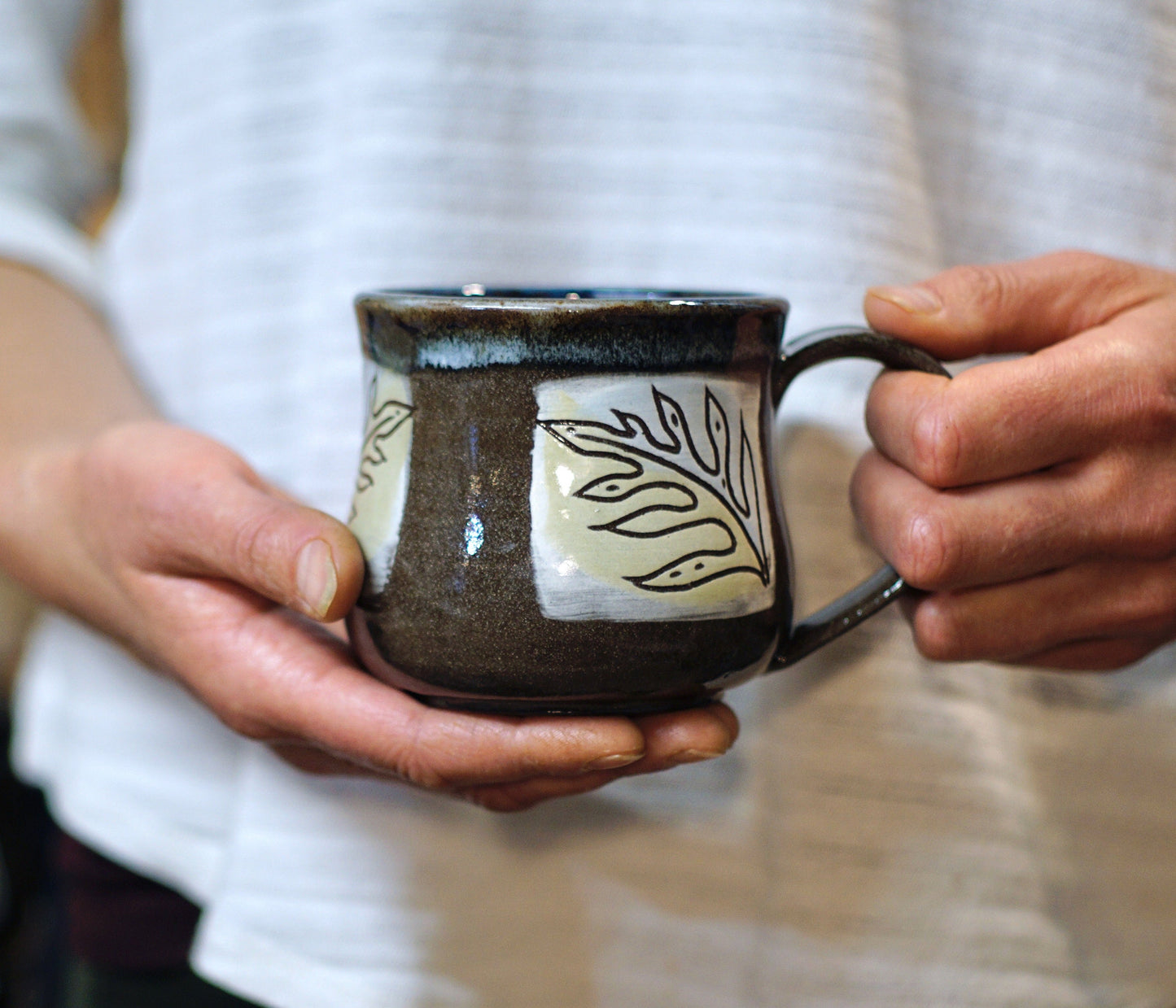 Handmade Ceramic Fern Mug, Mugs with Fern Design