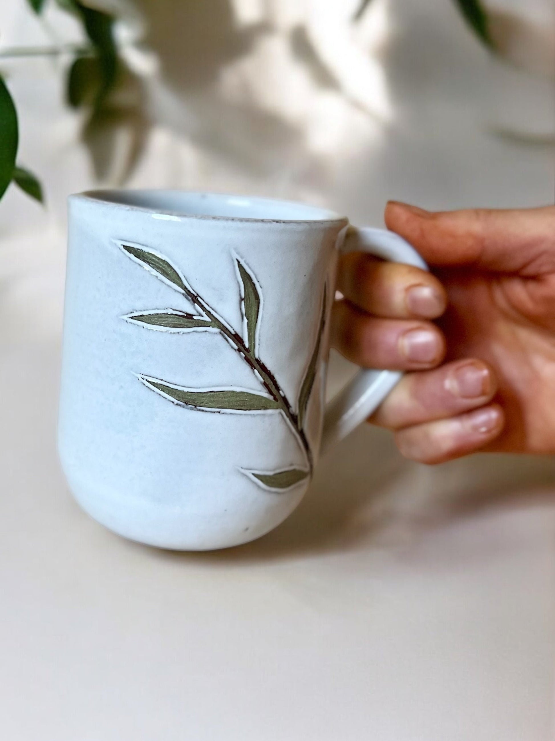 Handmade Ceramic Mug, Tropical Palm