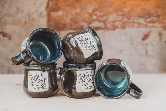 Handmade Ceramic Fern Mug, Mugs with Fern Design