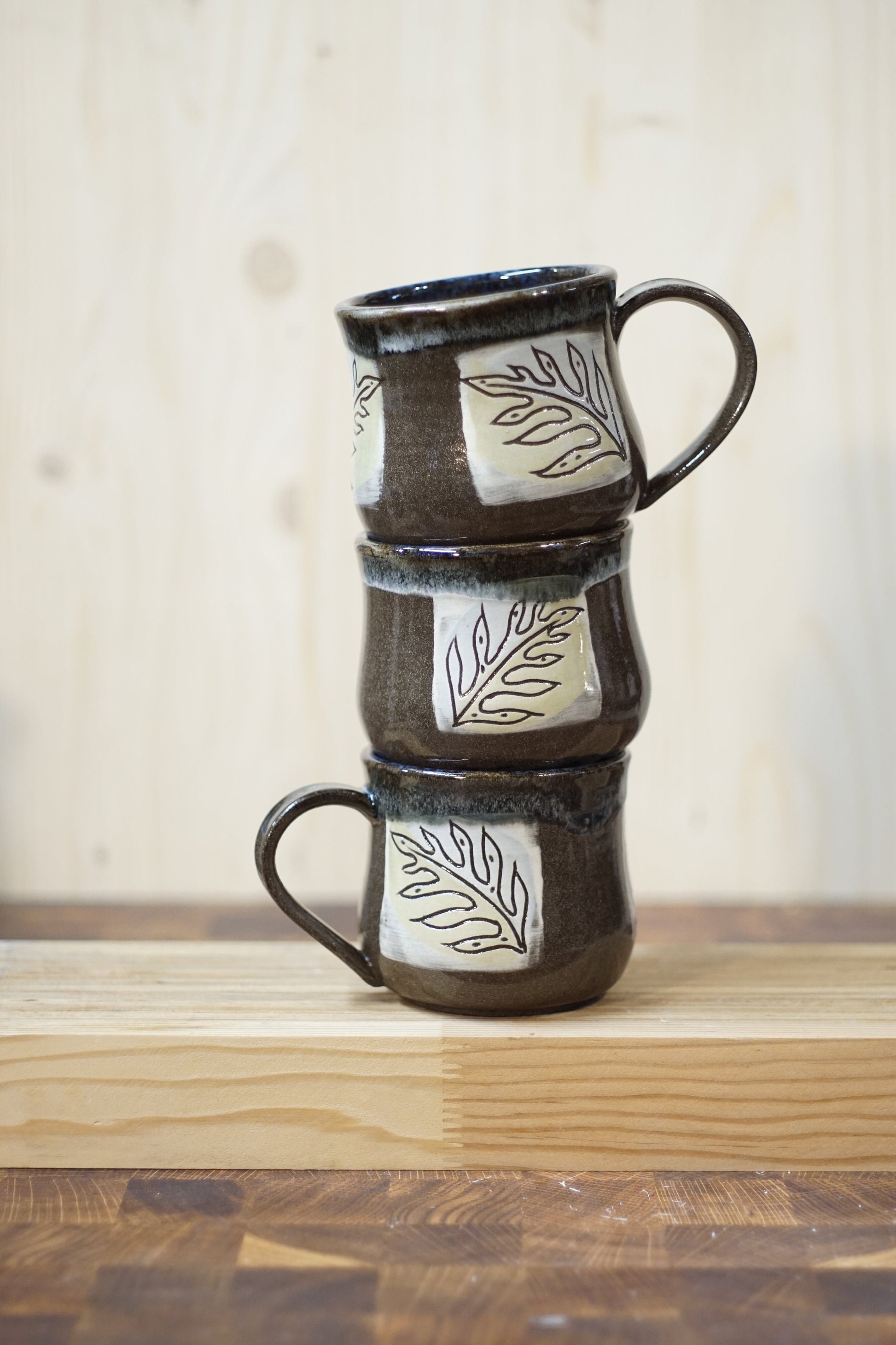 Handmade Ceramic Fern Mug, Mugs with Fern Design