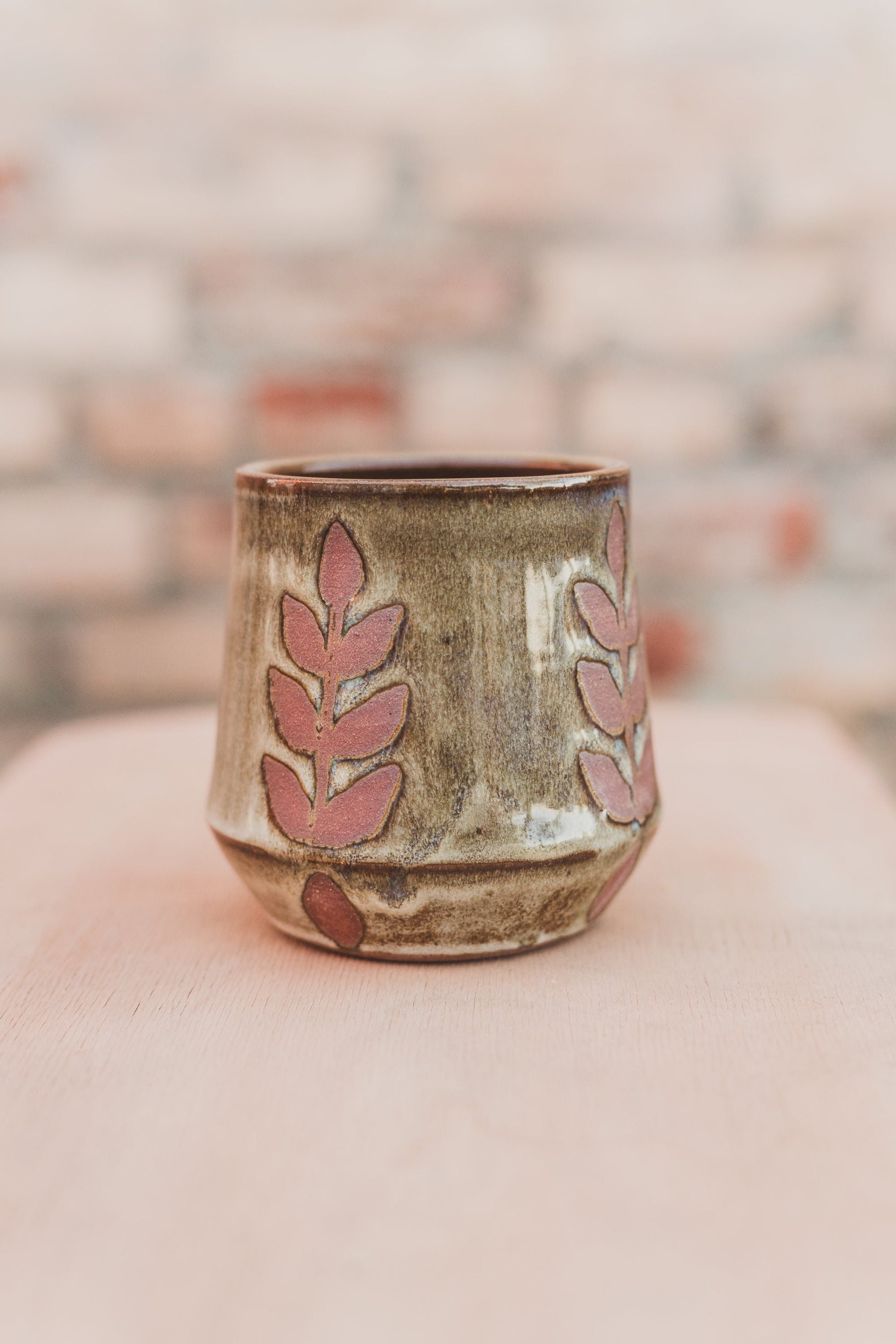 Ceramic Tumbler Mug, Mountain Floral design