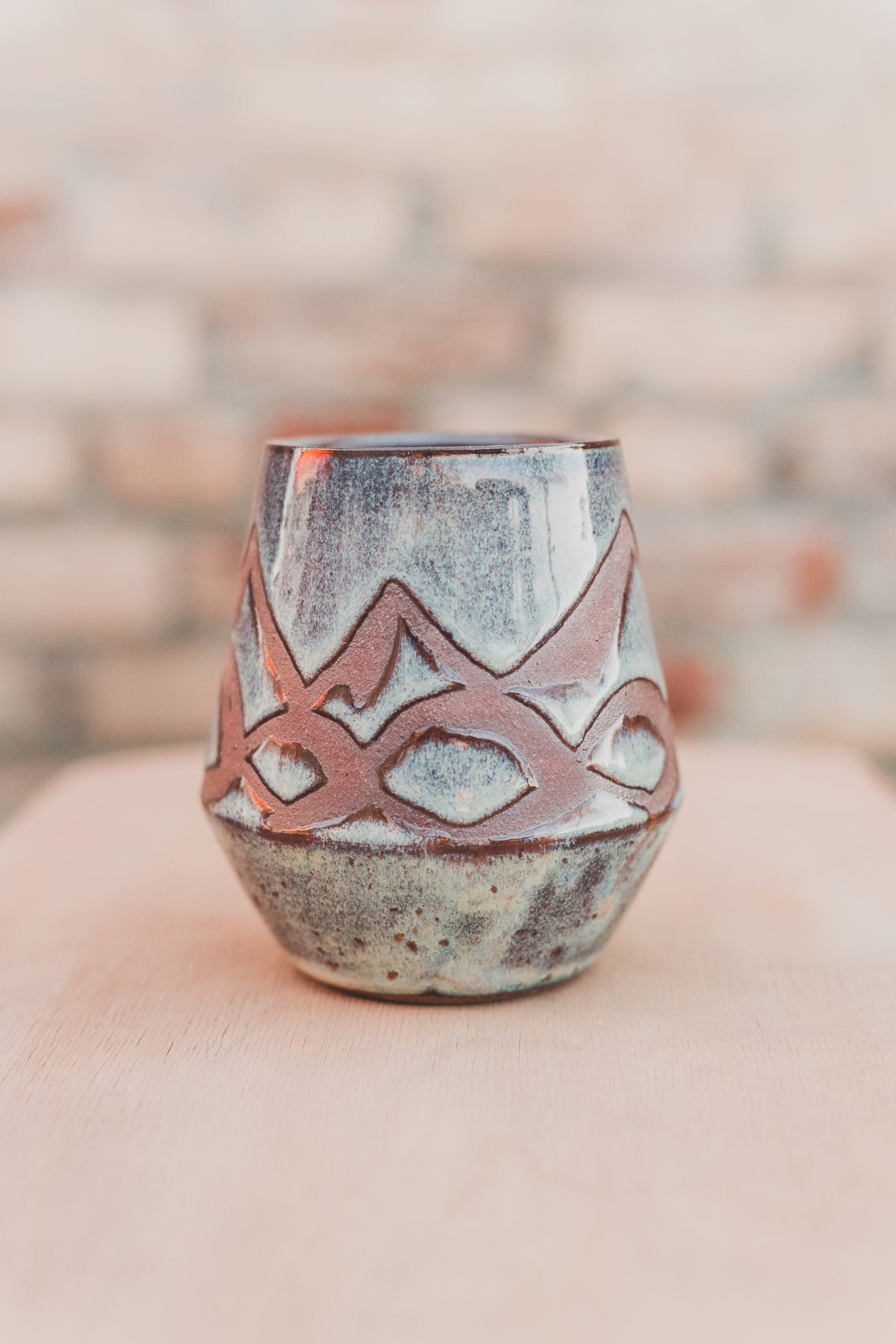 Ceramic Tumbler Mug, Mountain Floral design