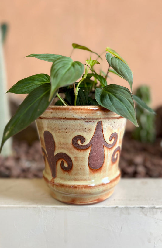 Ceramic Planter Cream Floral 5 inch